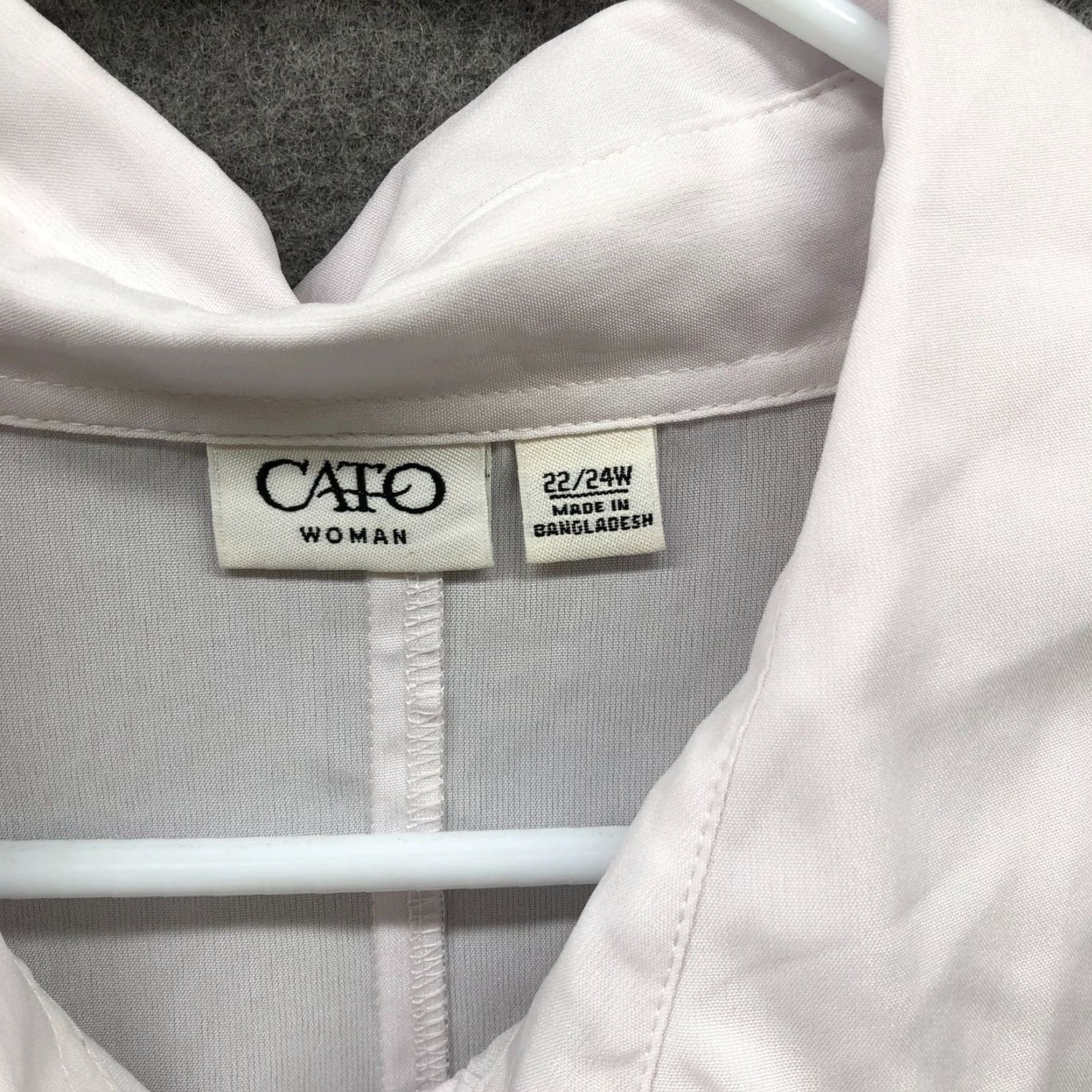 Vintage CATO White Button Down Shirt Womens 24W 3/4 Sleeve Blouse (Plus) Size 4XL / US 24-26 - 6 Thumbnail