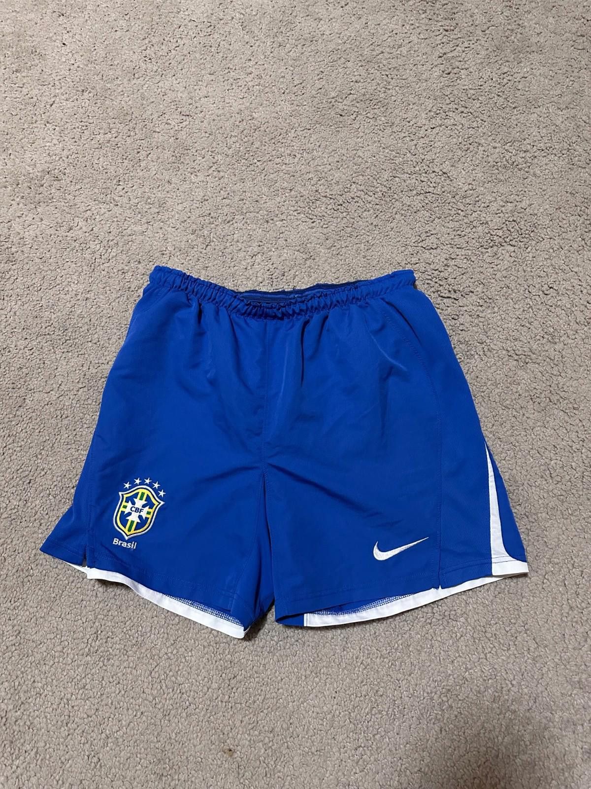 Nike Brazil Football Shorts Soccer Blue Mens Track Sport