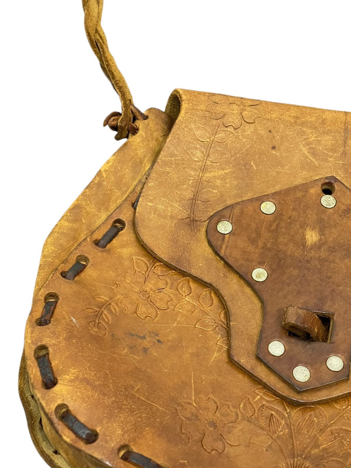 Genuine Leather Full Leather Patina Unknown Handmade Shoulder Bag 9🟩 Size ONE SIZE - 11 Thumbnail