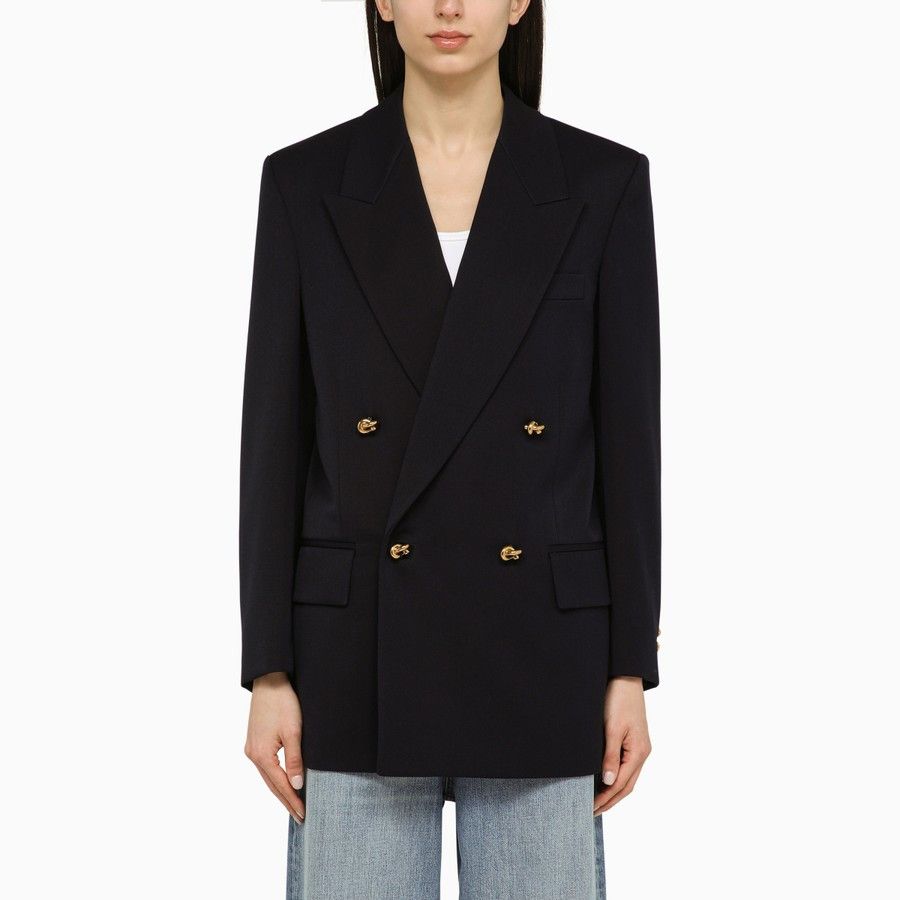 Bottega Veneta o1d2blof0824 Double-breasted Jacket in Navy Blue Size XS / US 0-2 / IT 36-38 - 1 Thumbnail