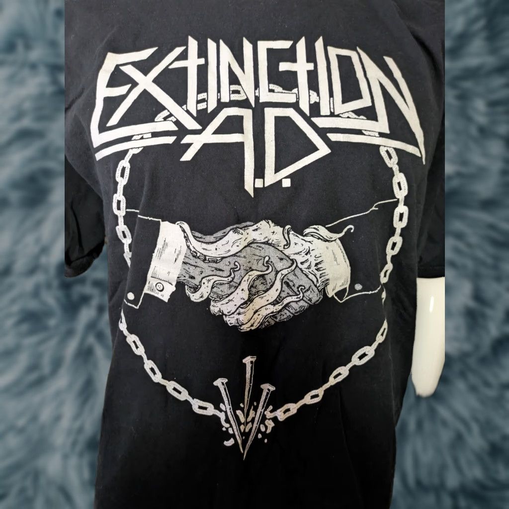 Fruit Of The Loom VTG Extinction AD T-Shirt 2XL Black Crew Neck Short Sleeve Graphic Tee Music Thrash Metal Long Island NY Mens Size US XXL / EU 58 / 5 - 1 Thumbnail
