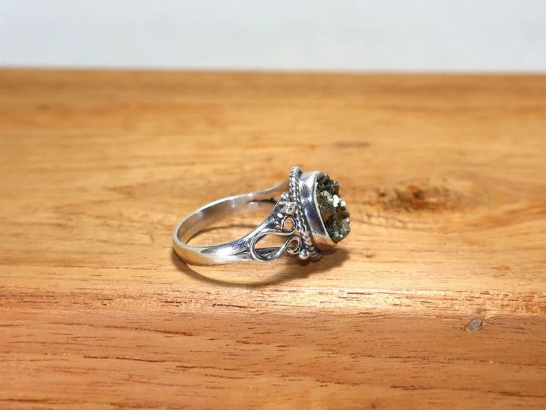 Handmade Pyrite Ring, Handmade 925 Sterlling Silver Promise Jewelry Size ONE SIZE - 5 Thumbnail