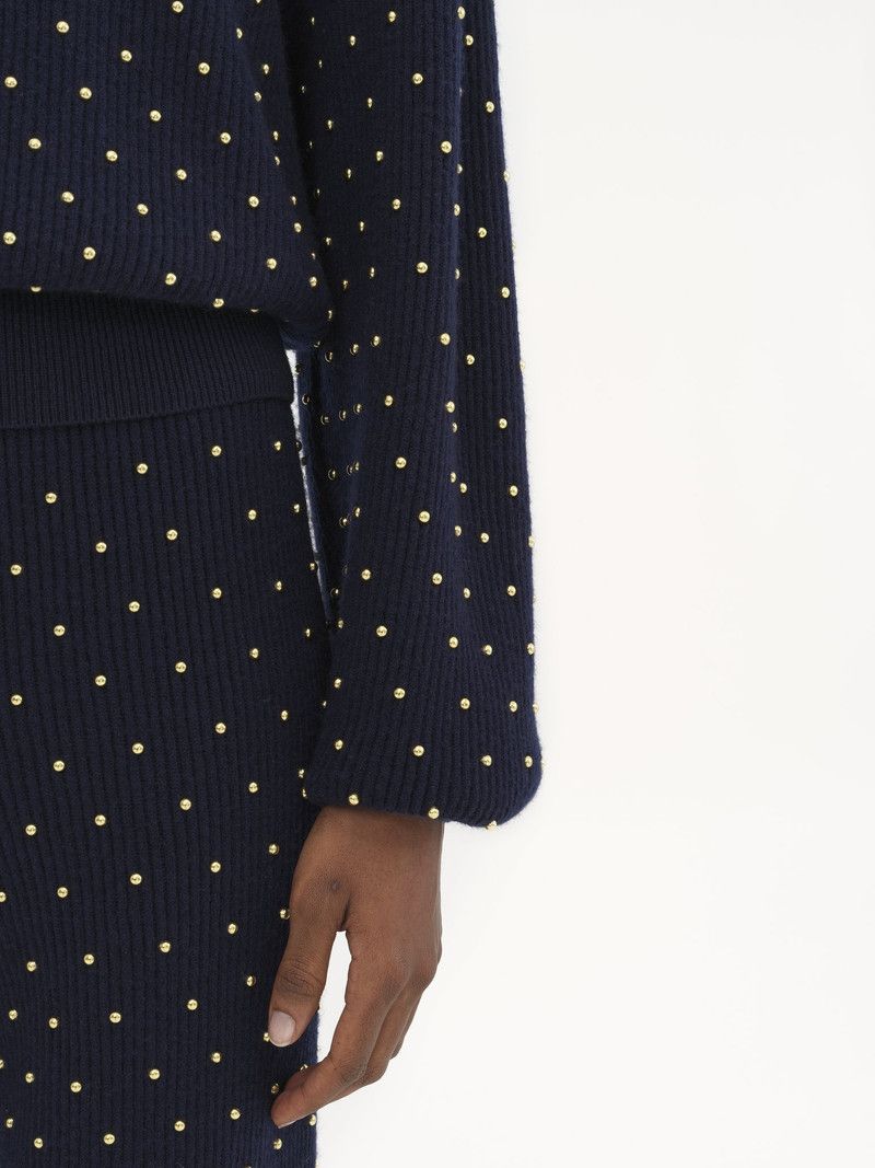 Chloe o1loc1c11125 Studded Crewneck Sweater in Navy Size S / US 4 / IT 40 - 5 Thumbnail