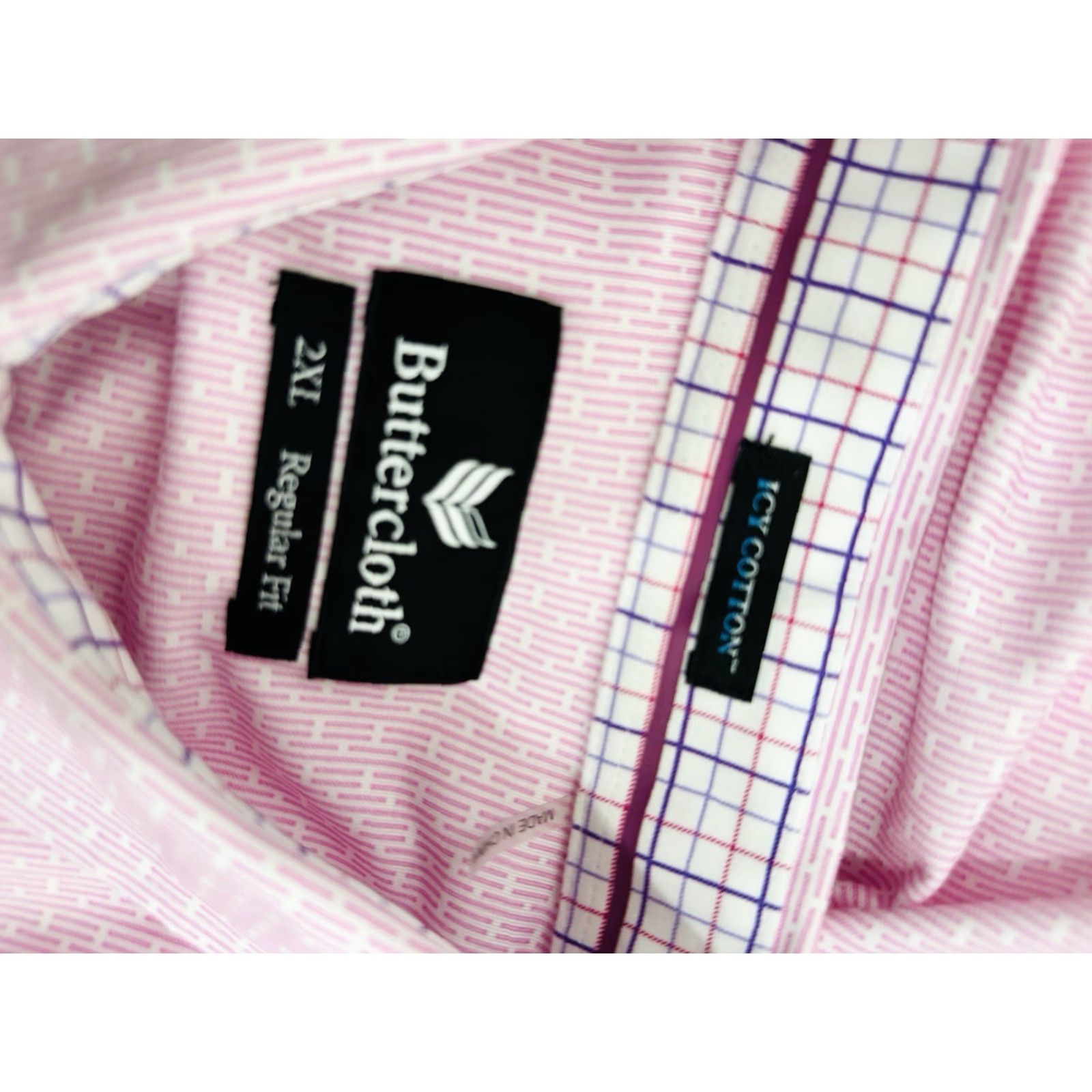 Buttero Buttercloth Shirt 2XL Pink Geometric Stripes Cotton Button-Up Long Sleeve Mens Size US XXL / EU 58 / 5 - 5 Thumbnail