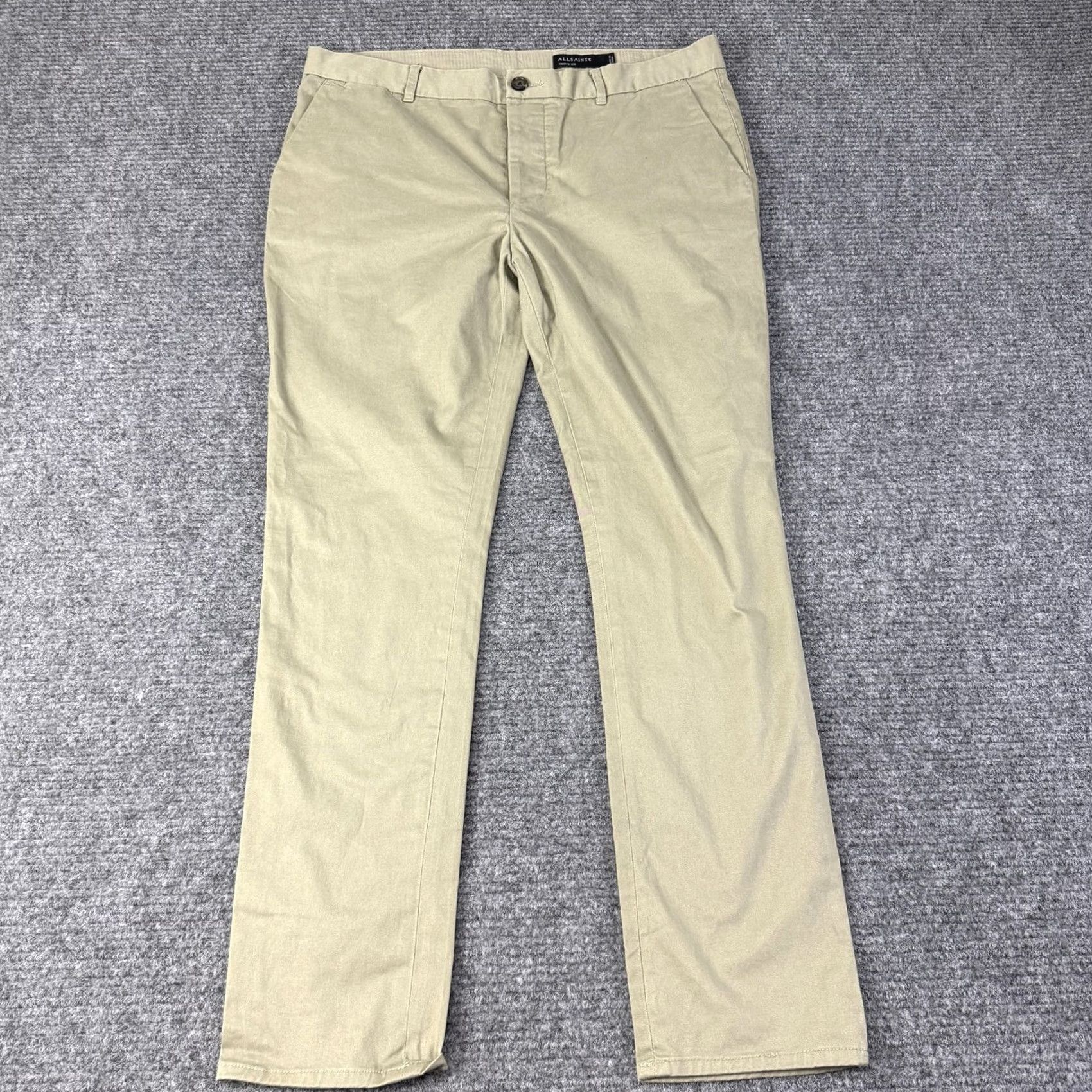 Allsaints AllSaints Mens 36x31 Beige Park Chino Straight Leg Stretch Casual Khaki Pants Size US 36 / EU 52 - 2 Thumbnail