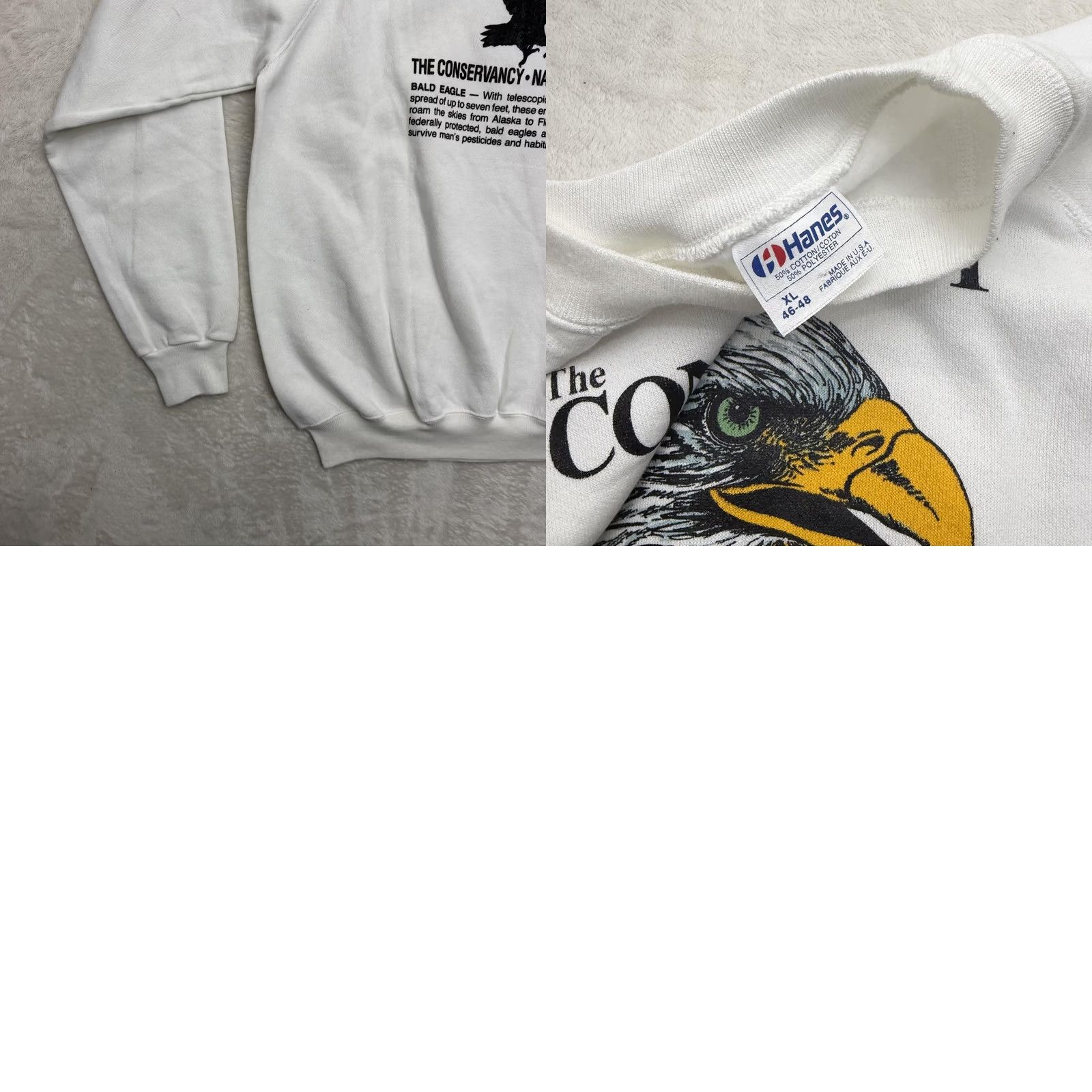 Hanes VINTAGE Hanes Conservancy Bald Eagle Sweatshirt Mens XL White Graphic 1991 USA Size US XL / EU 56 / 4 - 10 Thumbnail
