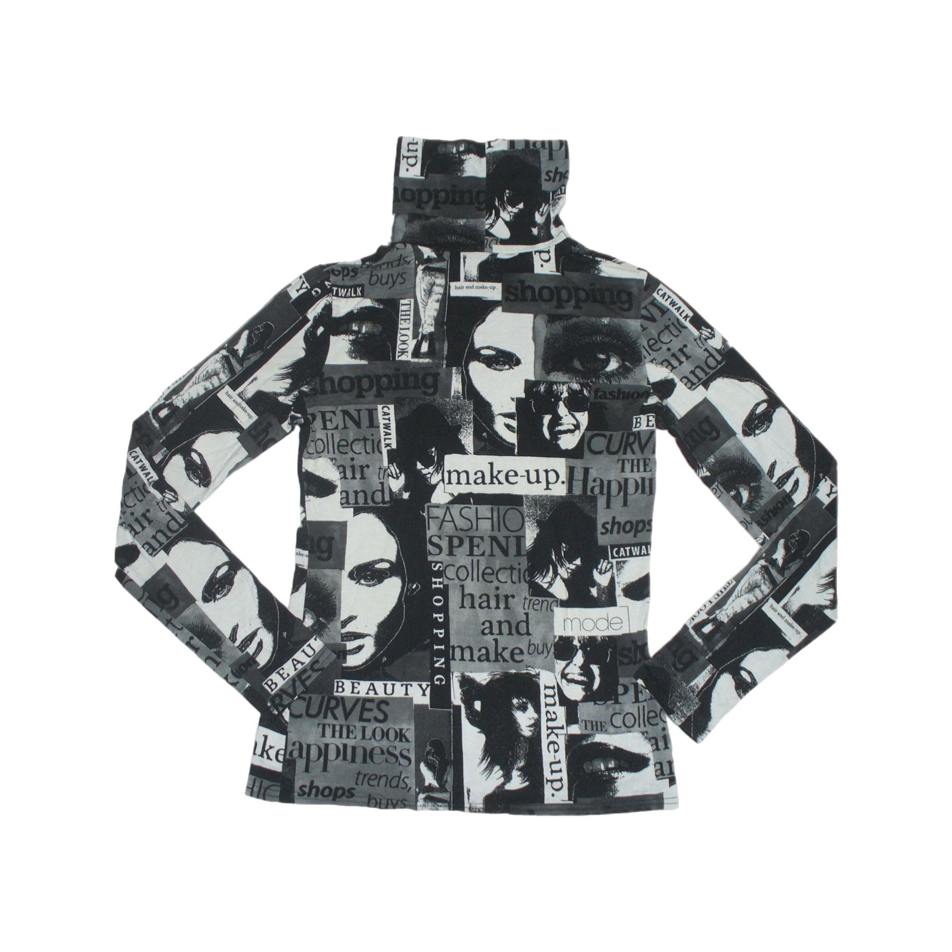 Other Newspaper print 2000s turtleneck top Size M / US 6-8 / IT 42-44 - 4 Thumbnail
