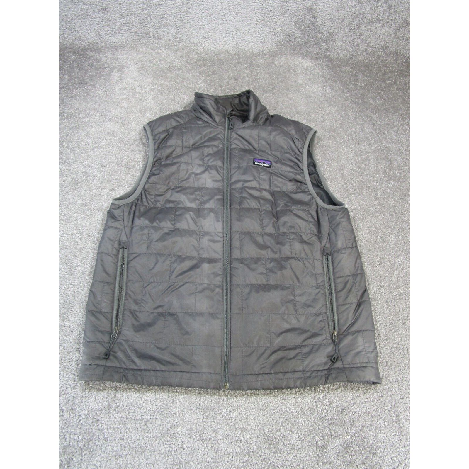 Image of Patagonia Vest Mens Small Gray Nano Puff Quilted Outdoor Lightweight in White