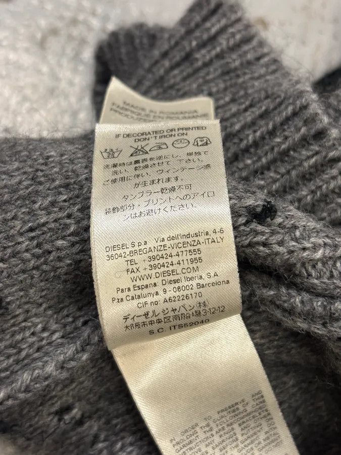 Diesel Diesel Grey Wool Net Distressed Sweater Size US M / EU 48-50 / 2 - 10 Thumbnail