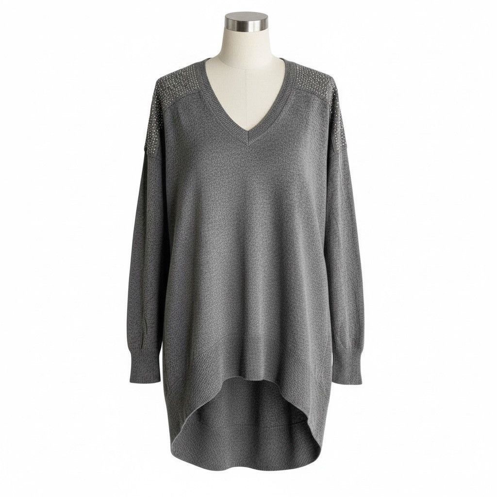 Bloomingdale's Bloomingdale's 100% Cashmere Embellished Shoulders Sweater Size XS / US 0-2 / IT 36-38 - 3 Thumbnail