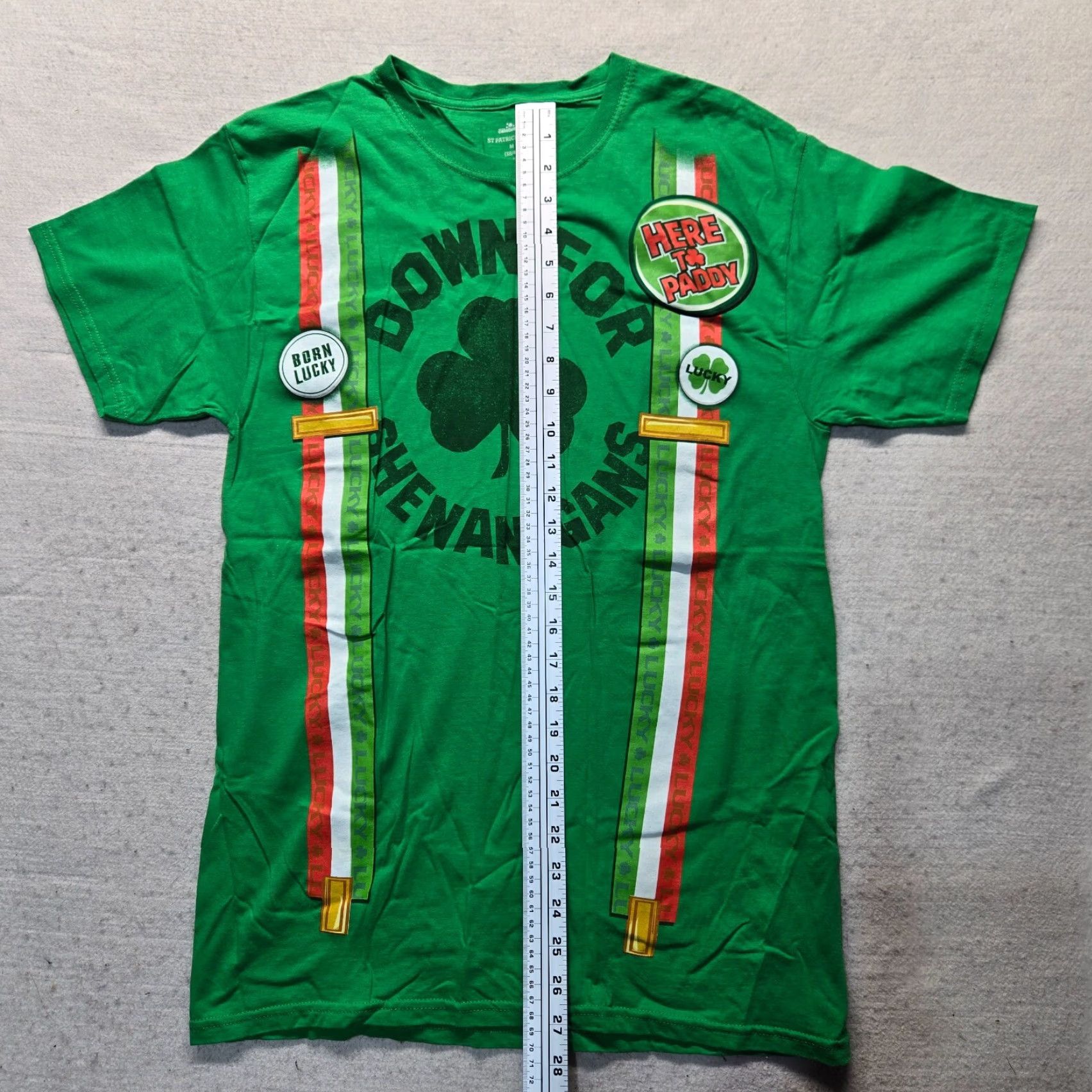 Vintage St. Patricks Day T-Shirt "Down For Shenanigans" Lucky Adult Men's Size M Medium Shirt Men Green Funny Shirt Mens Size US M / EU 48-50 / 2 - 6 Thumbnail