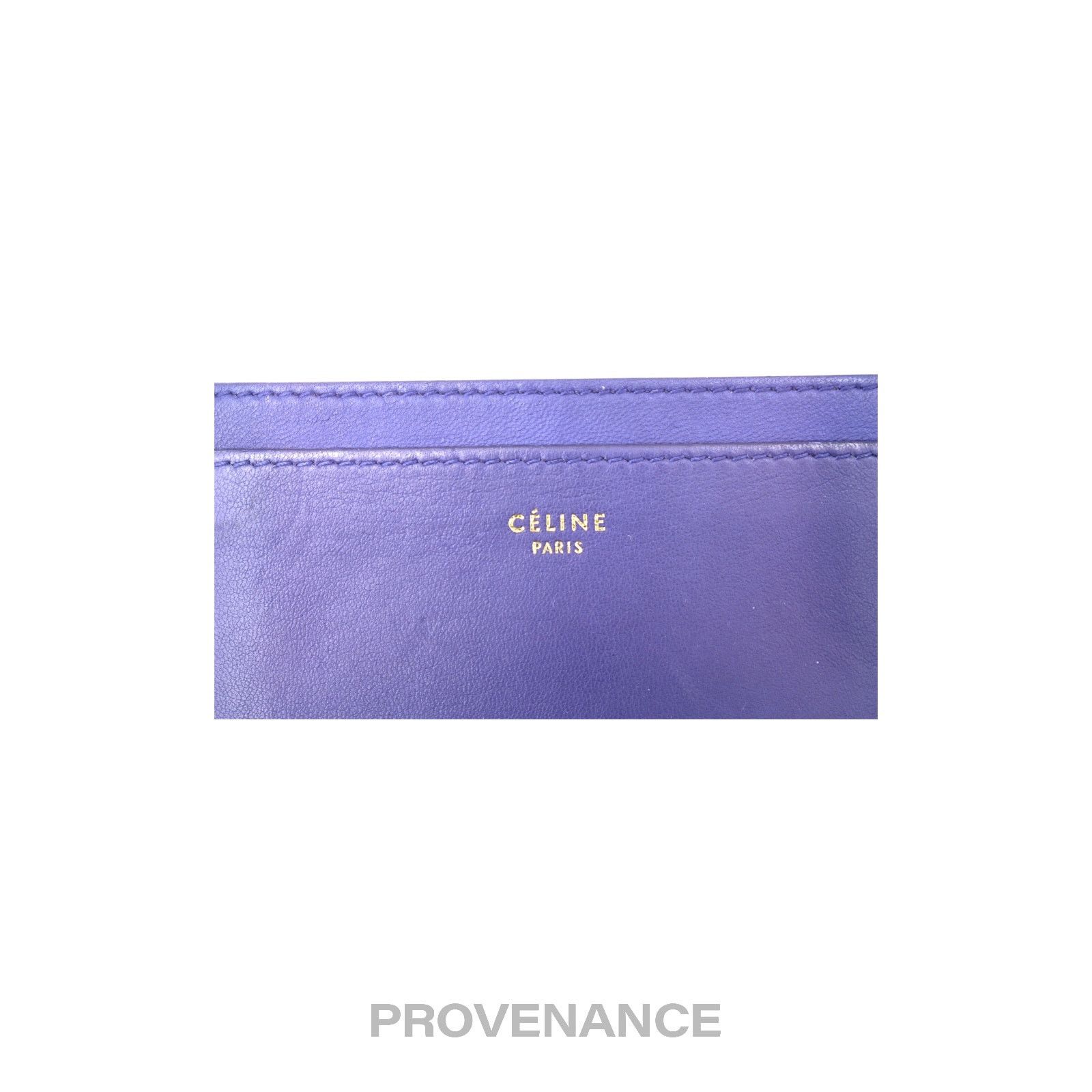 🔴 Celine Logo Card Holder Wallet - Two-Tone Blue Tan