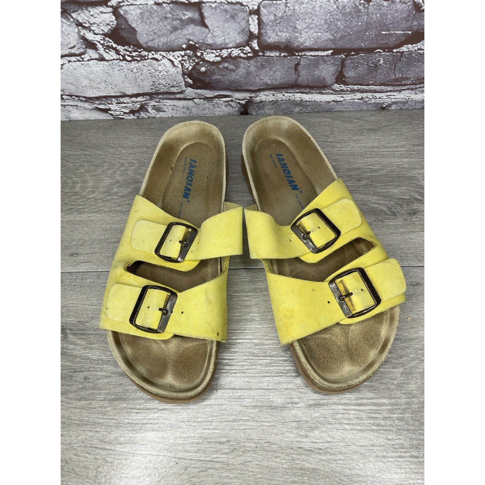 Other Sanosan Yellow Leather Arizona Slides Casual Cork Sandals Wo Size US 9.5 / IT 39.5 - 1 Thumbnail