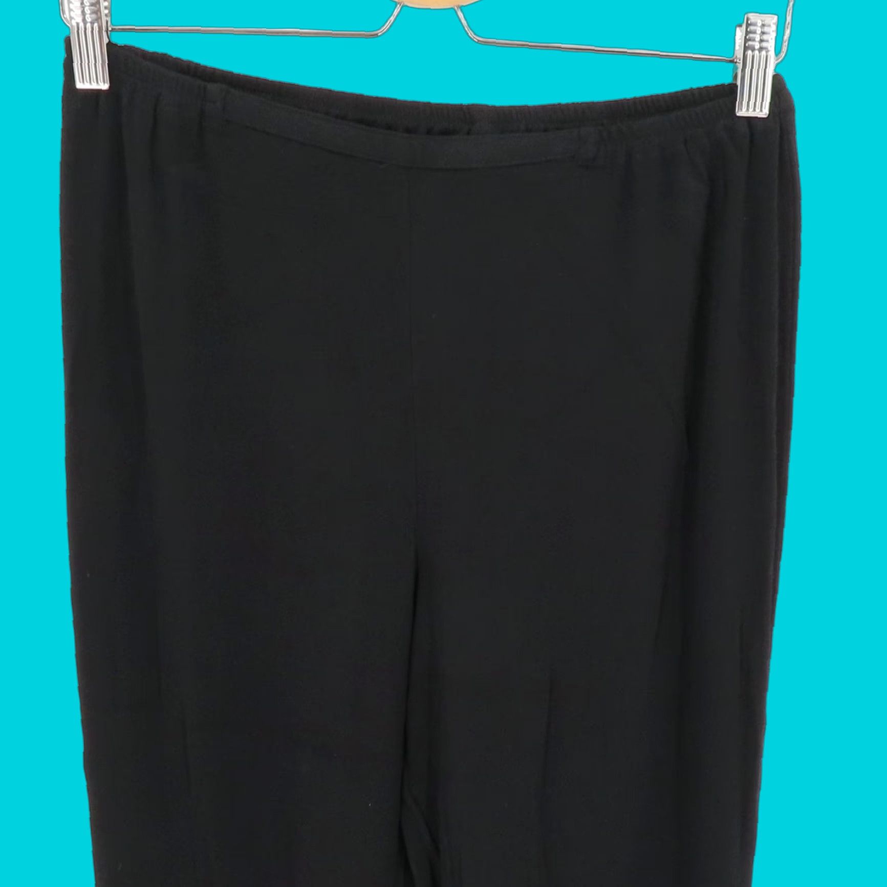 Vintage Citron Santa Monica Pants Womens PM Black Rayon Stretch Waist Flat Front High Rise Ankle Petite Medium Relaxed Casual Vintage No Size 32" / US 10 / IT 46 - 1 Thumbnail