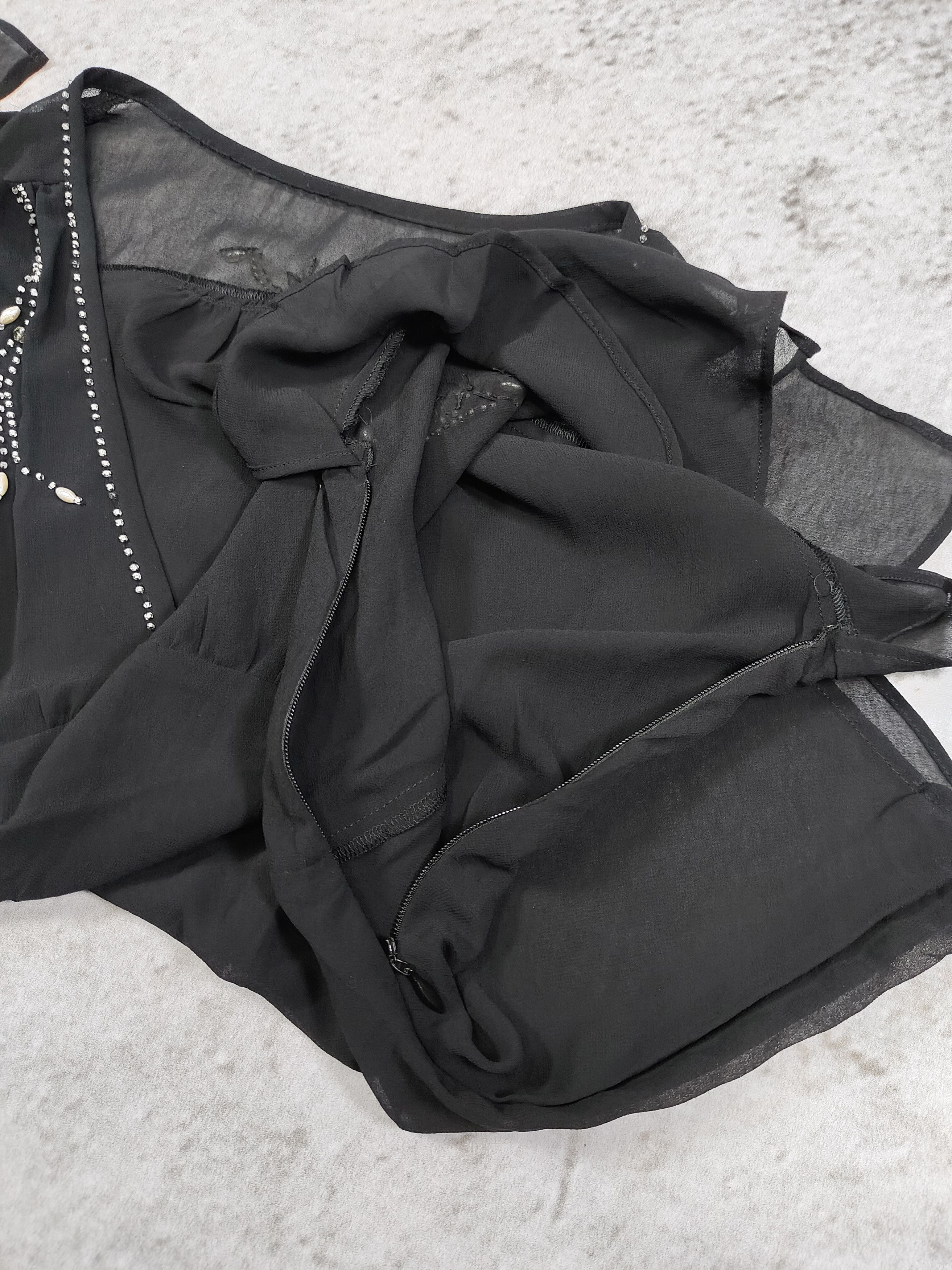 Michel Klein 00s Michel Klein- Fairy Grunge Gothic Sheer Beaded V-Neck Size M / US 6-8 / IT 42-44 - 8 Thumbnail