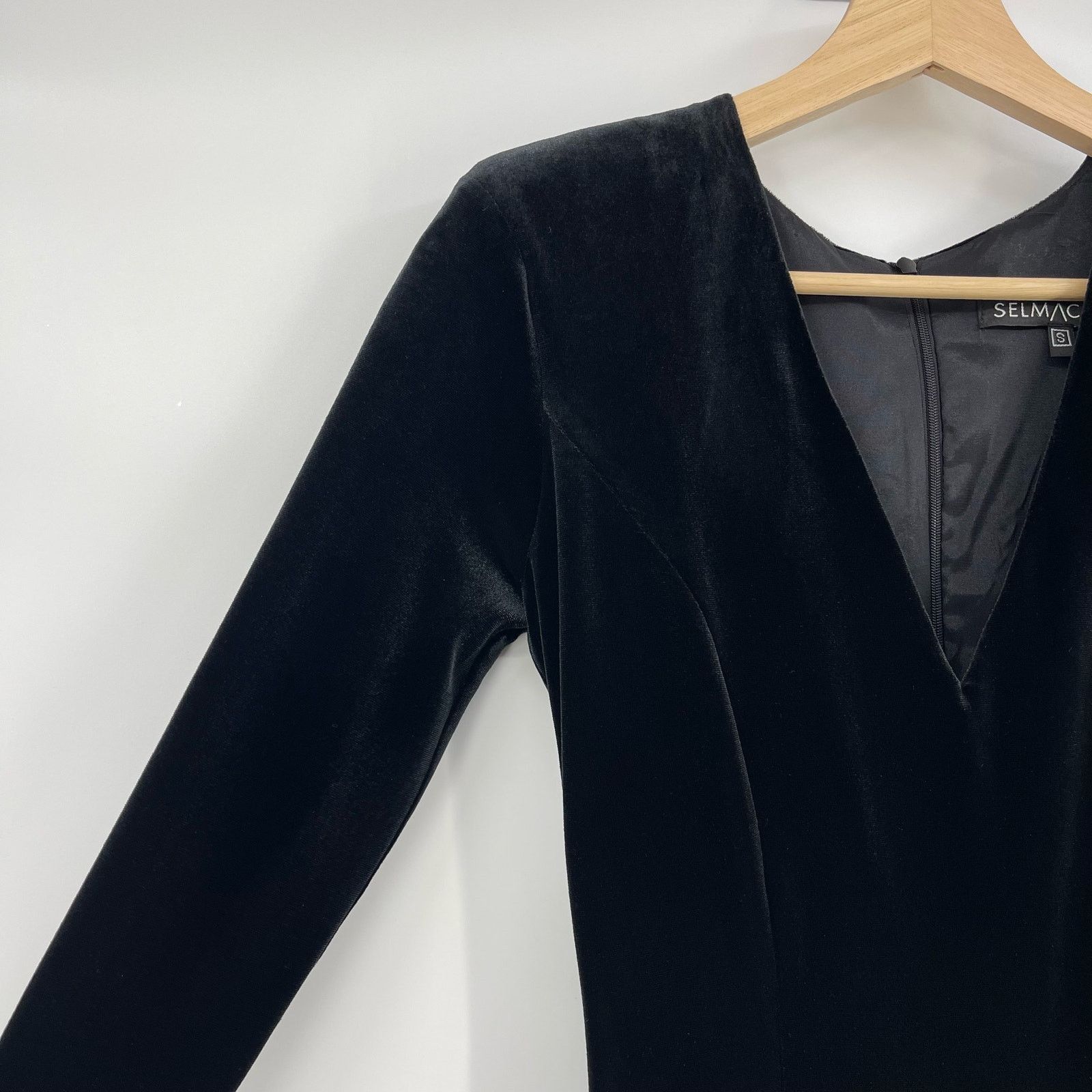 Other SELMACILEK | Black Velvet Skater Dress Long Sleeve Mini S Size S / US 4 / IT 40 - 8 Thumbnail