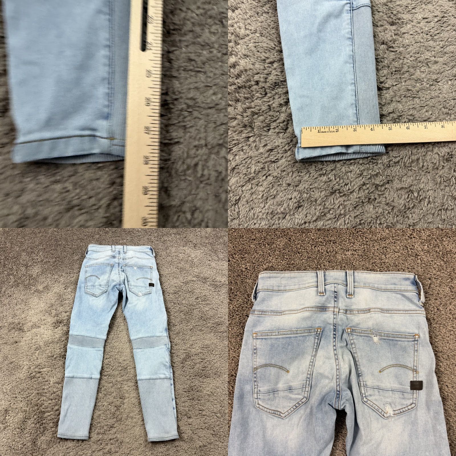 G-Star G Star Raw Jeans Slim 25x28 27 Mens Denim Blue 3D Motac Light Wash Stretch Distressed Skinny Brand: G-Star Men Jeans 3D Theme Size US 26 / EU 42 - 8 Thumbnail