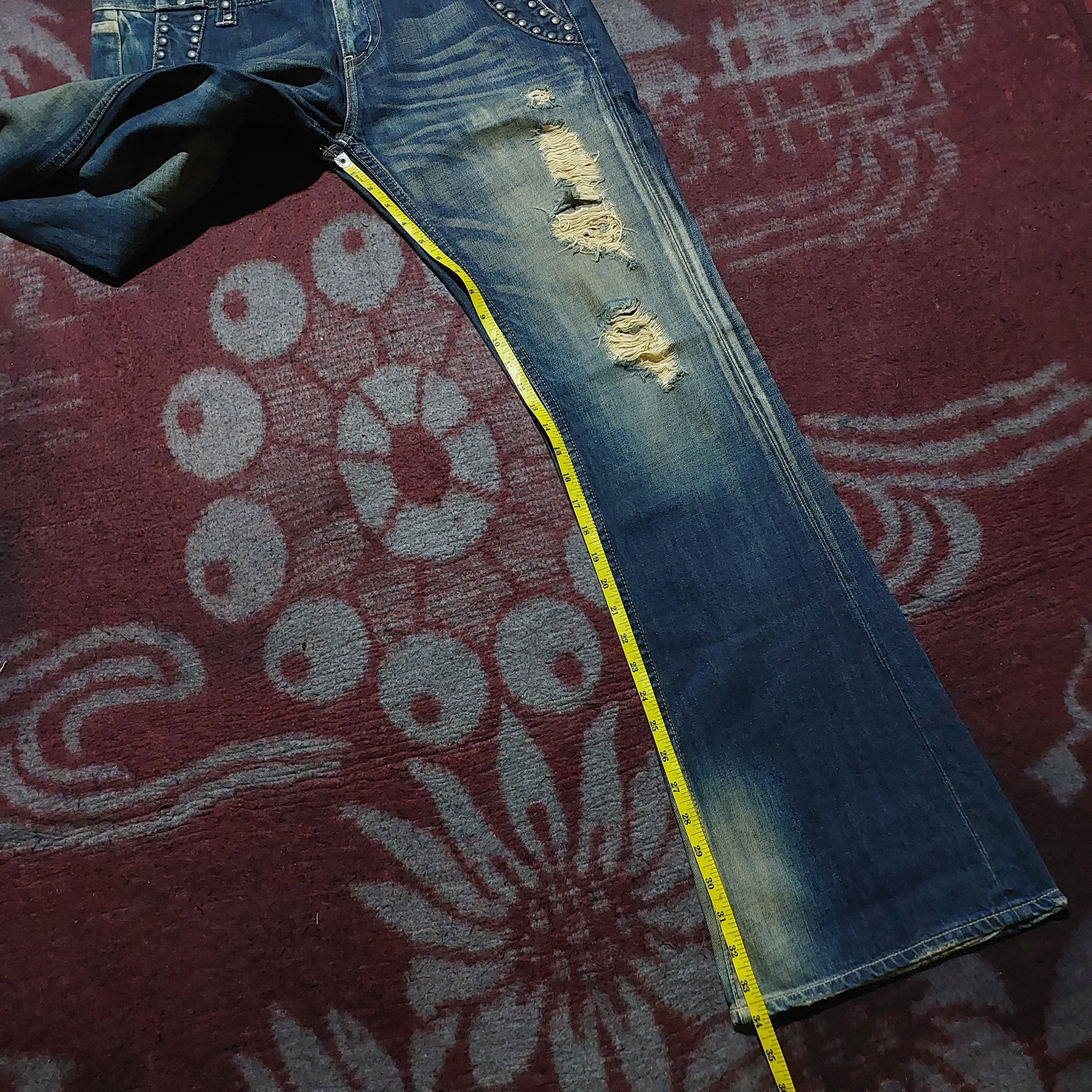 GOA Vanquish studded ripped flared blue denim Size US 36 / EU 52 - 15 Thumbnail