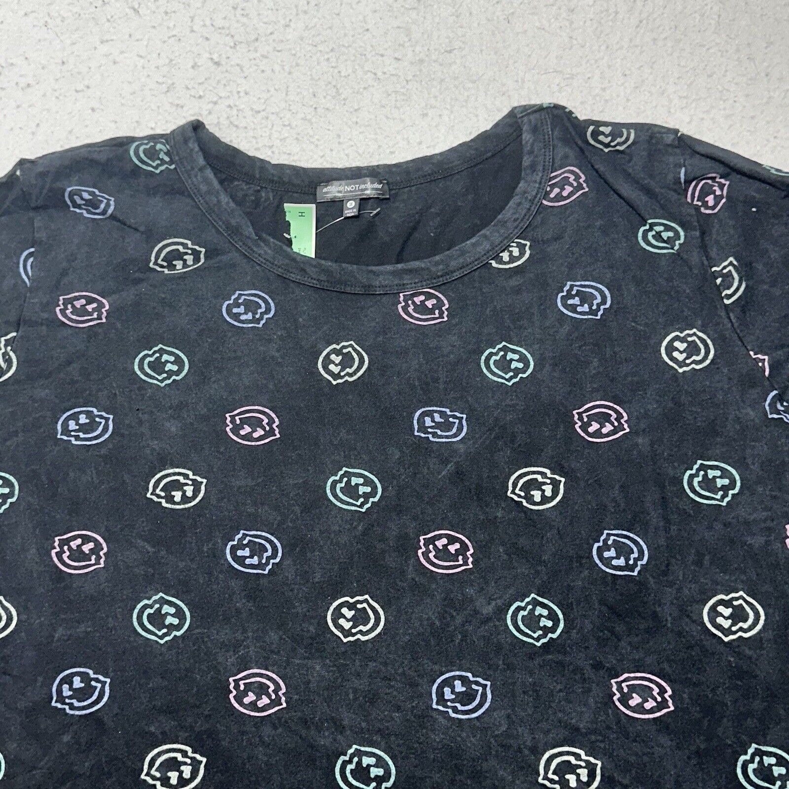 Other Attitude Not Include 3X Black Smiley Face Graphic T-Shirt Size 3XL / US 20-22 - 4 Thumbnail