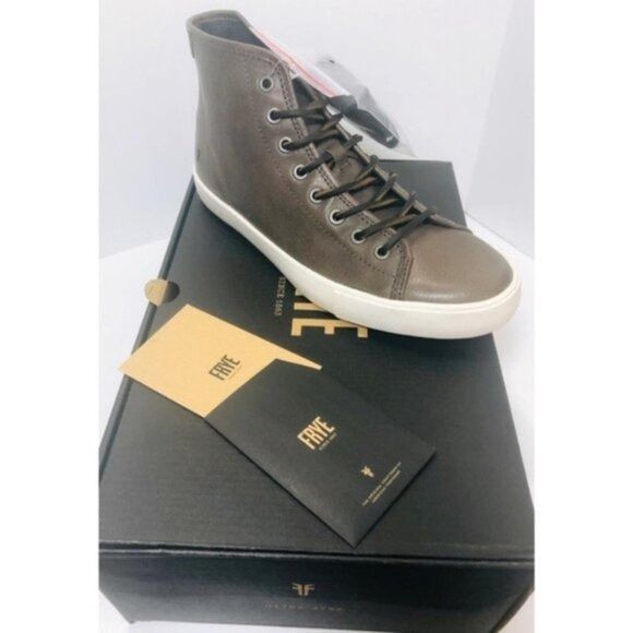 Frye Frye Mens Brett Gray Leather High Top Lace Up White Sole Sne Size US 8 / EU 41 - 4 Thumbnail