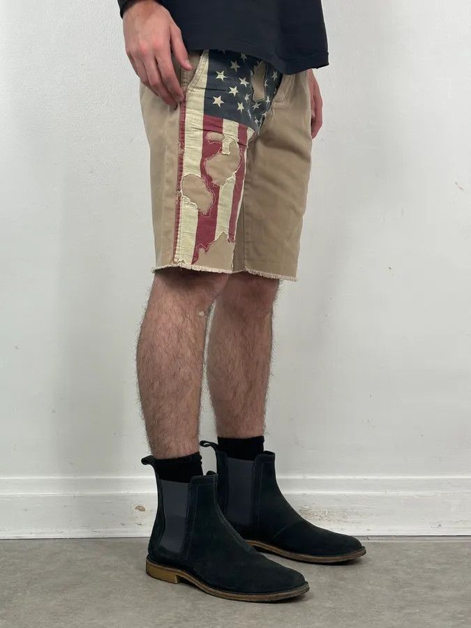 Polo Ralph Lauren 2010s Ralph Lauren Beige American Flag Distressed Shorts Size US 32 / EU 48 - 3 Thumbnail