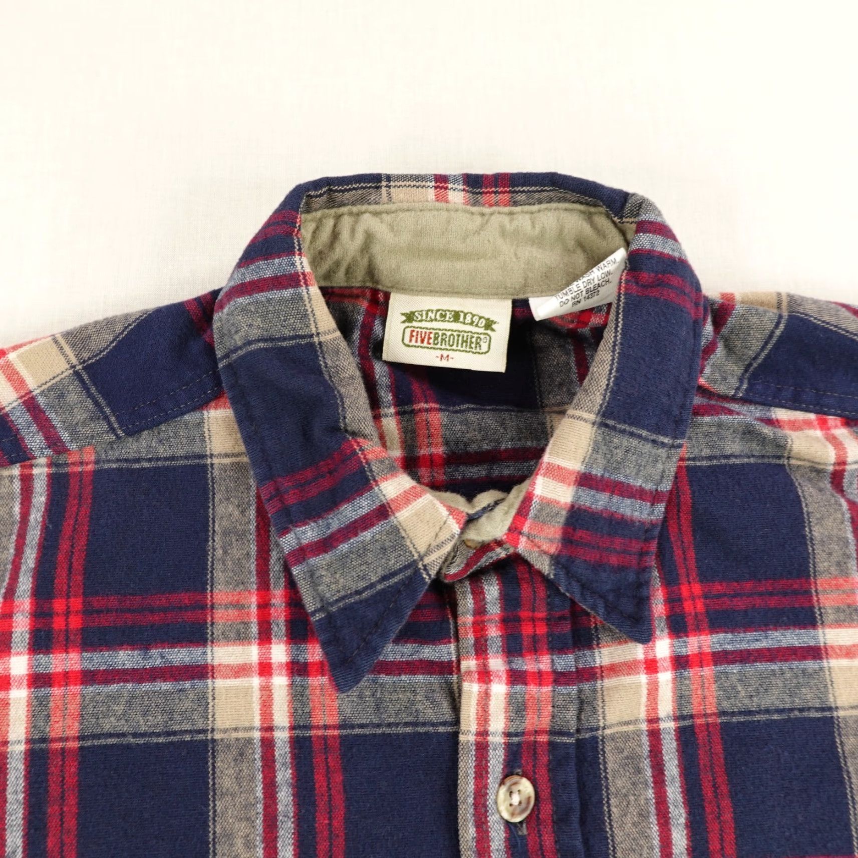 Vintage Vintage Five Brothers Men's Shirt Medium Blue Plaid Flannel Button-Up Casual Workwear Size US M / EU 48-50 / 2 - 2 Thumbnail