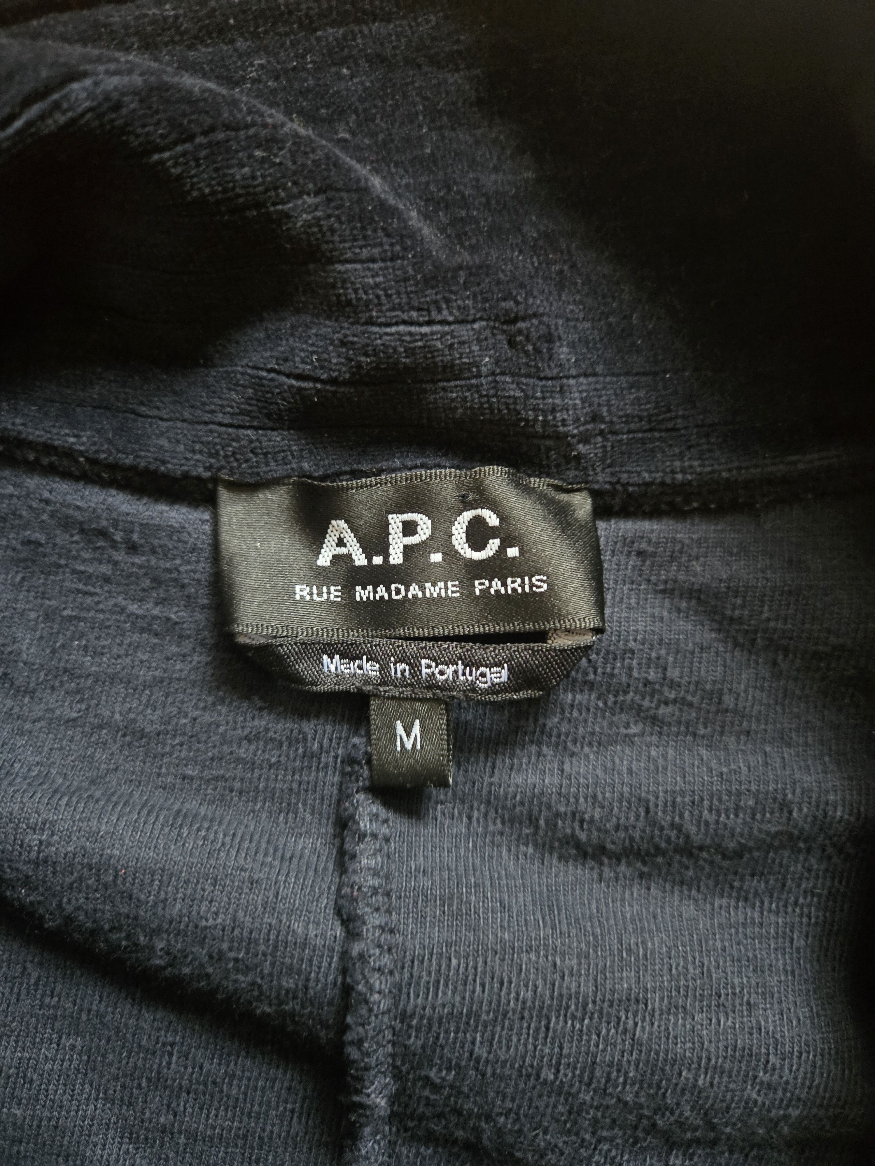 A.P.C. APC Paris M Bike Ribbed Blue Velvet Half Zip Sweatshirt Size US M / EU 48-50 / 2 - 2 Thumbnail