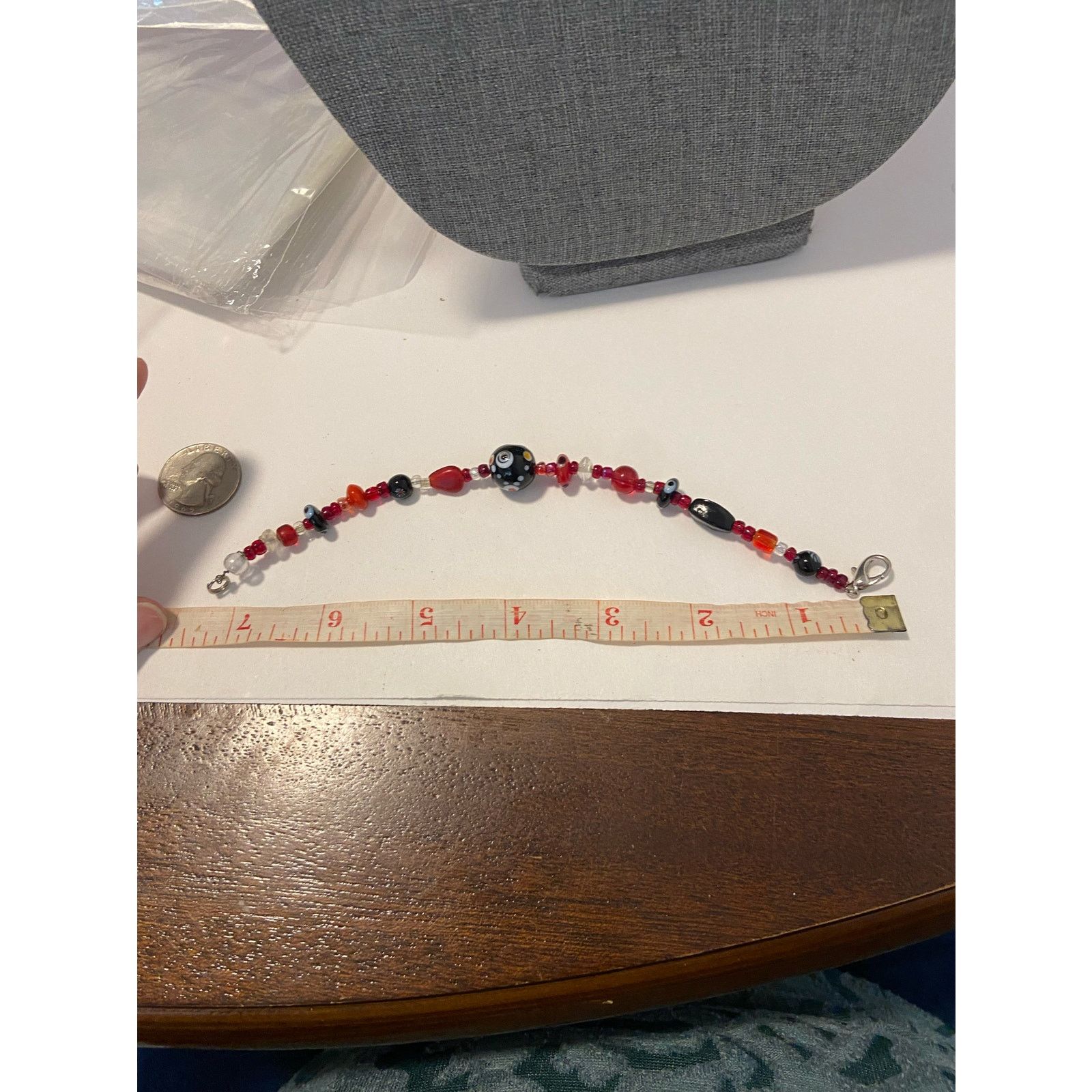 Handmade Blue and red Glass bead eye bracelet Size ONE SIZE - 4 Thumbnail