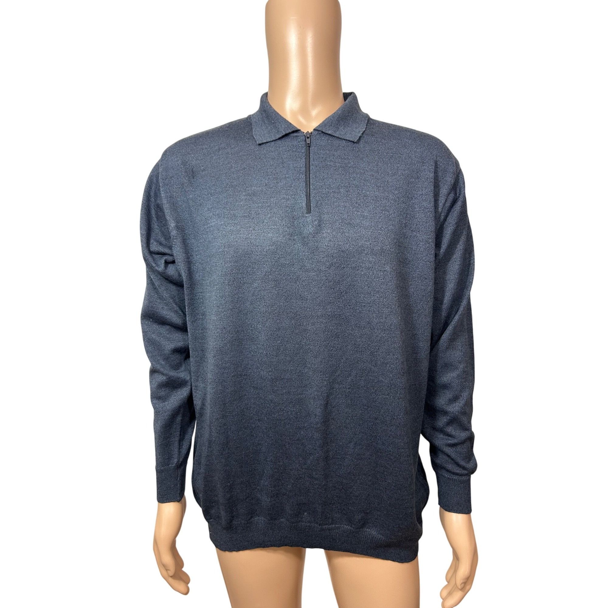 Pronto Uomo Pronto Uomo Men’s Blue Sweater L Vintage 1/4 Zip Long Sleeve Size US L / EU 52-54 / 3 - 1 Thumbnail