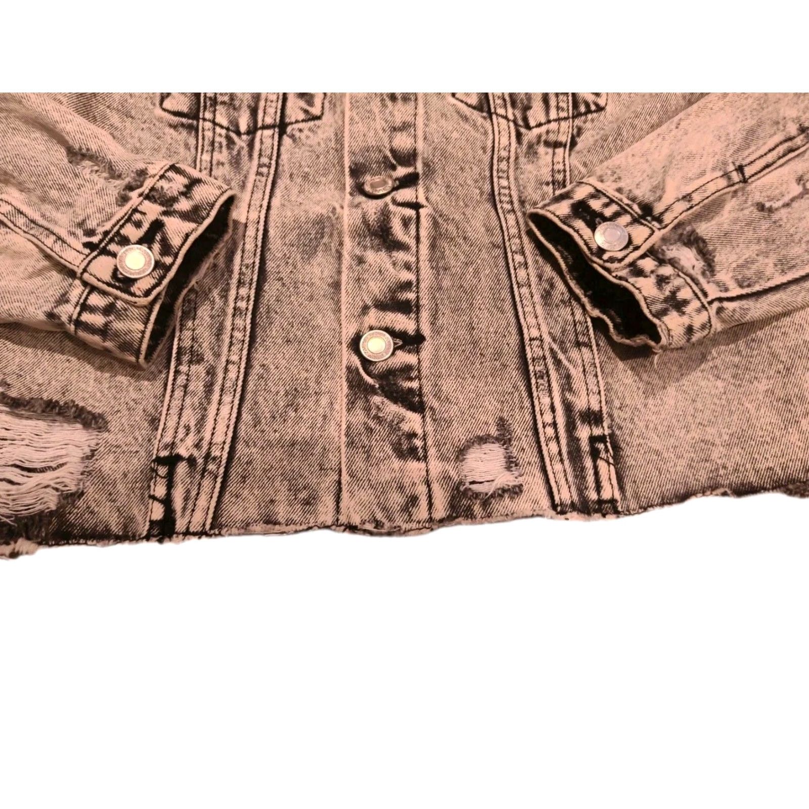 Denime Vervet Women's Cropped Denim Jacket Size S Gray 90s Distressed Casual Spring Fall Summer Size 28" / US 6 / IT 42 - 2 Thumbnail