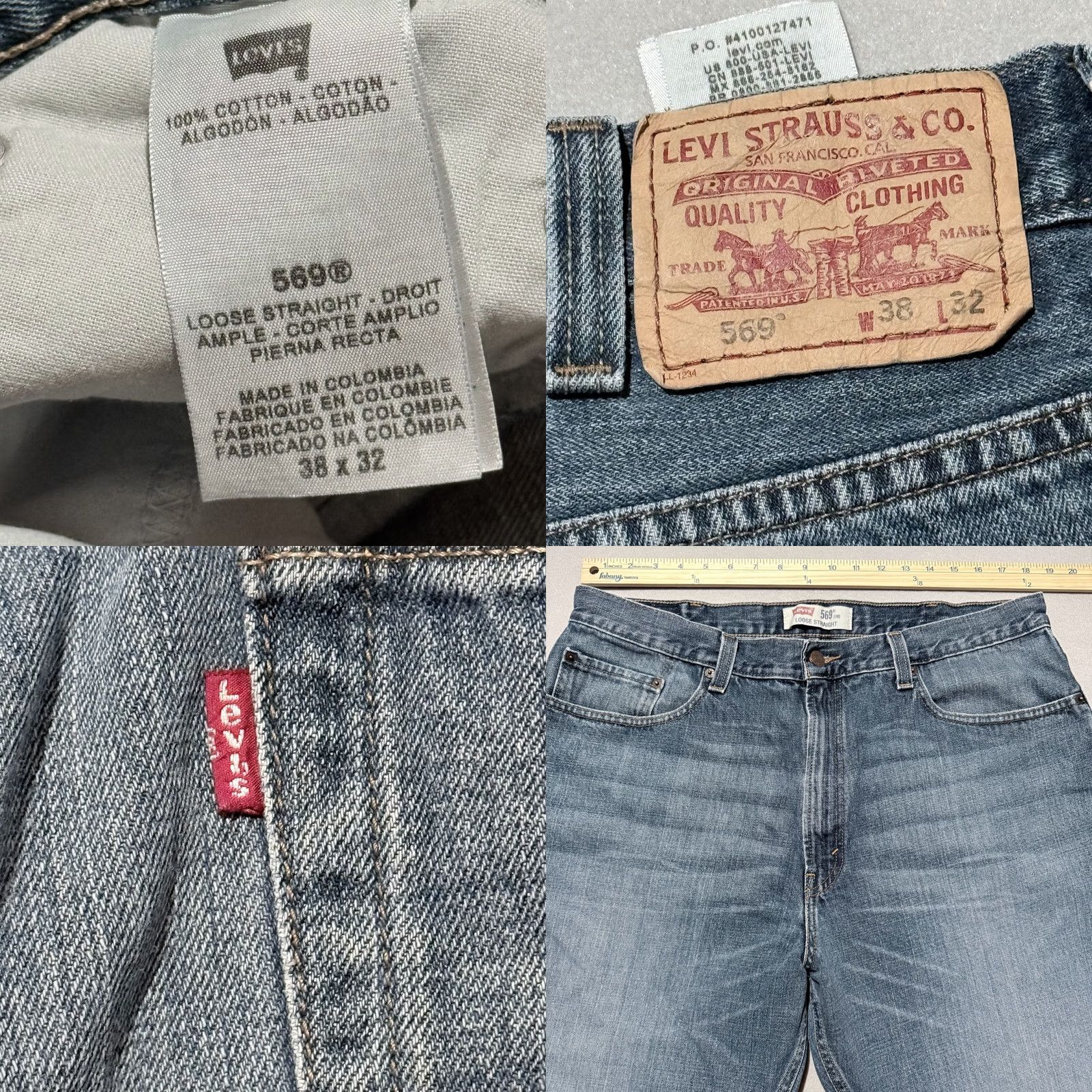 Levi's Levi's 569 Jeans Men Blue Distressed Zip-Fly Straight-Leg 38x32 Size US 38 / EU 54 - 9 Thumbnail
