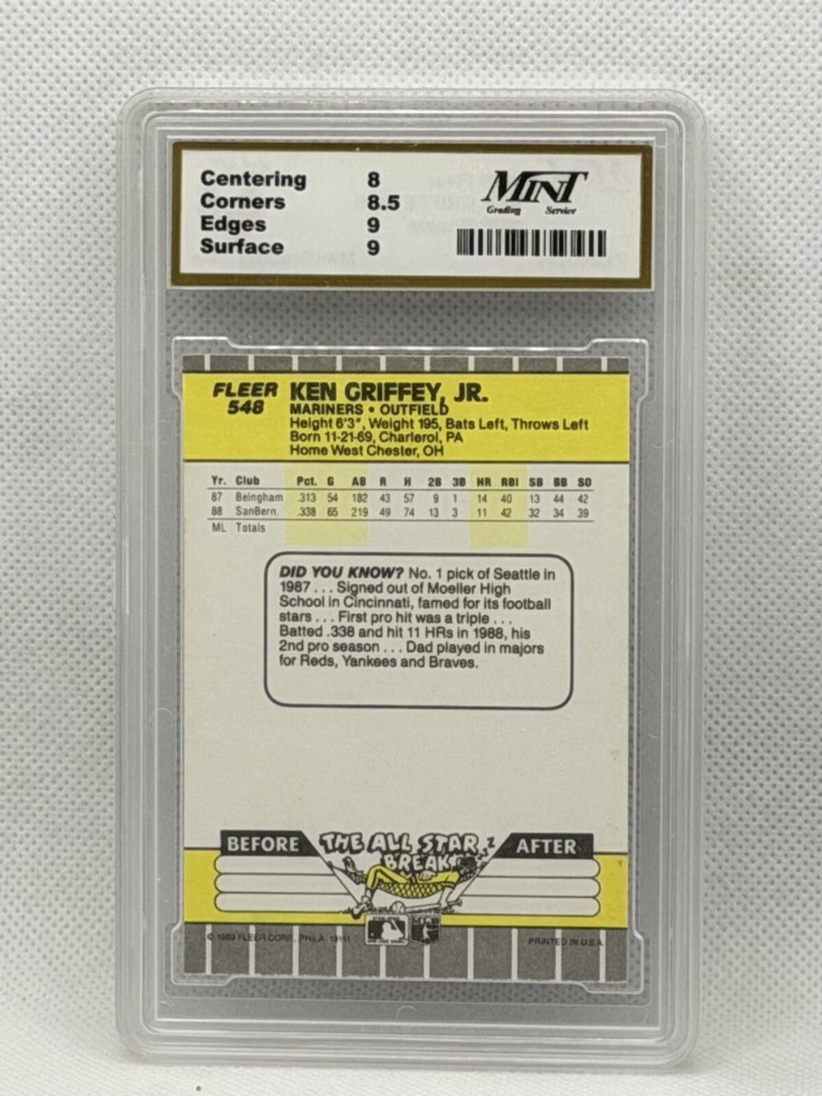 Golf le Fleur 1989 Fleer Ken Griffey Jr. #548 Rookie Baseball Card Graded Size ONE SIZE - 10 Thumbnail