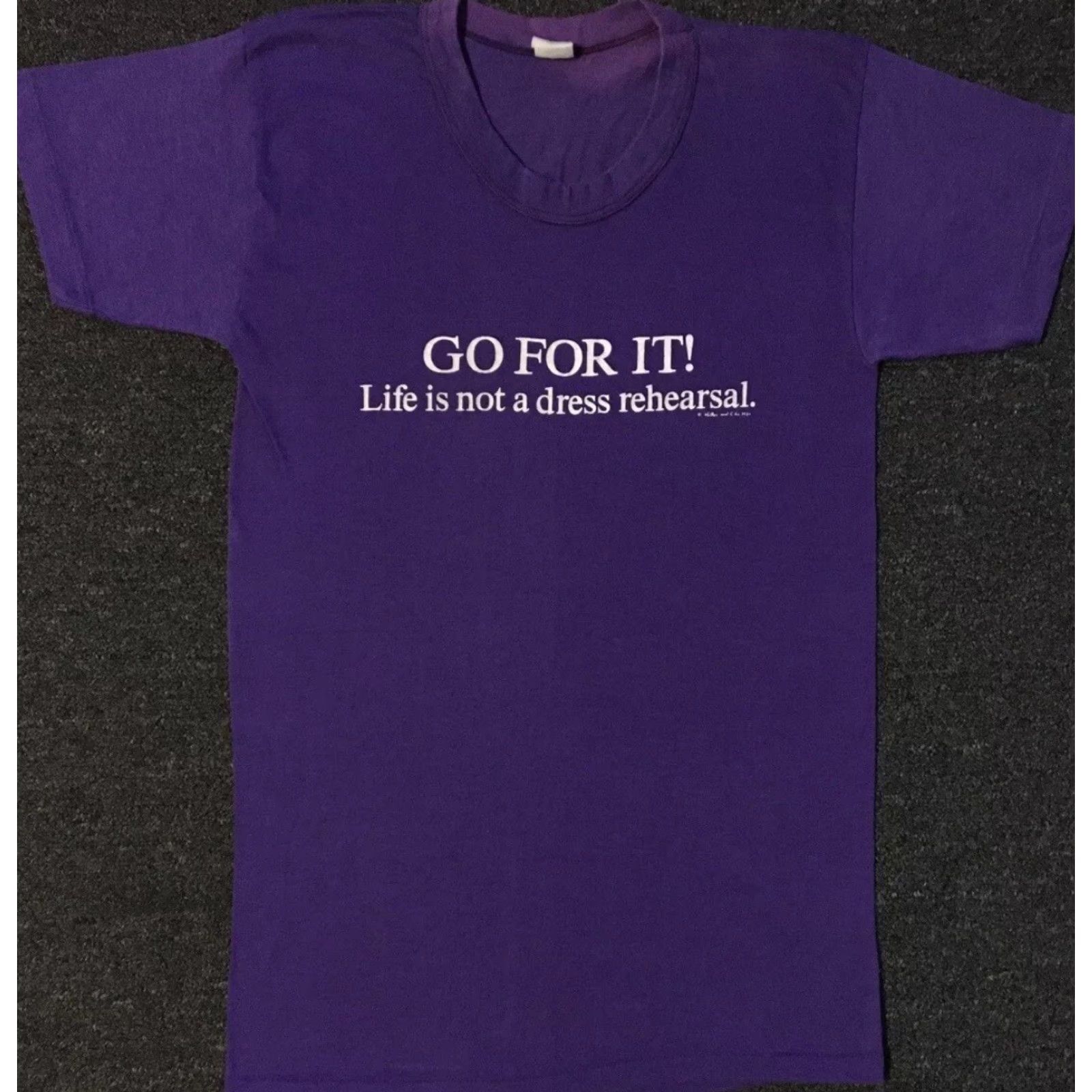 Vintage Vtg 80s Go For It! Faded Shirt S USA Humor Funny Saying Joke Skate Grunge 90s Shirt Men Small Purple USA Grunge 90s Funny Saying Mens S Size US S / EU 44-46 / 1 - 2 Thumbnail