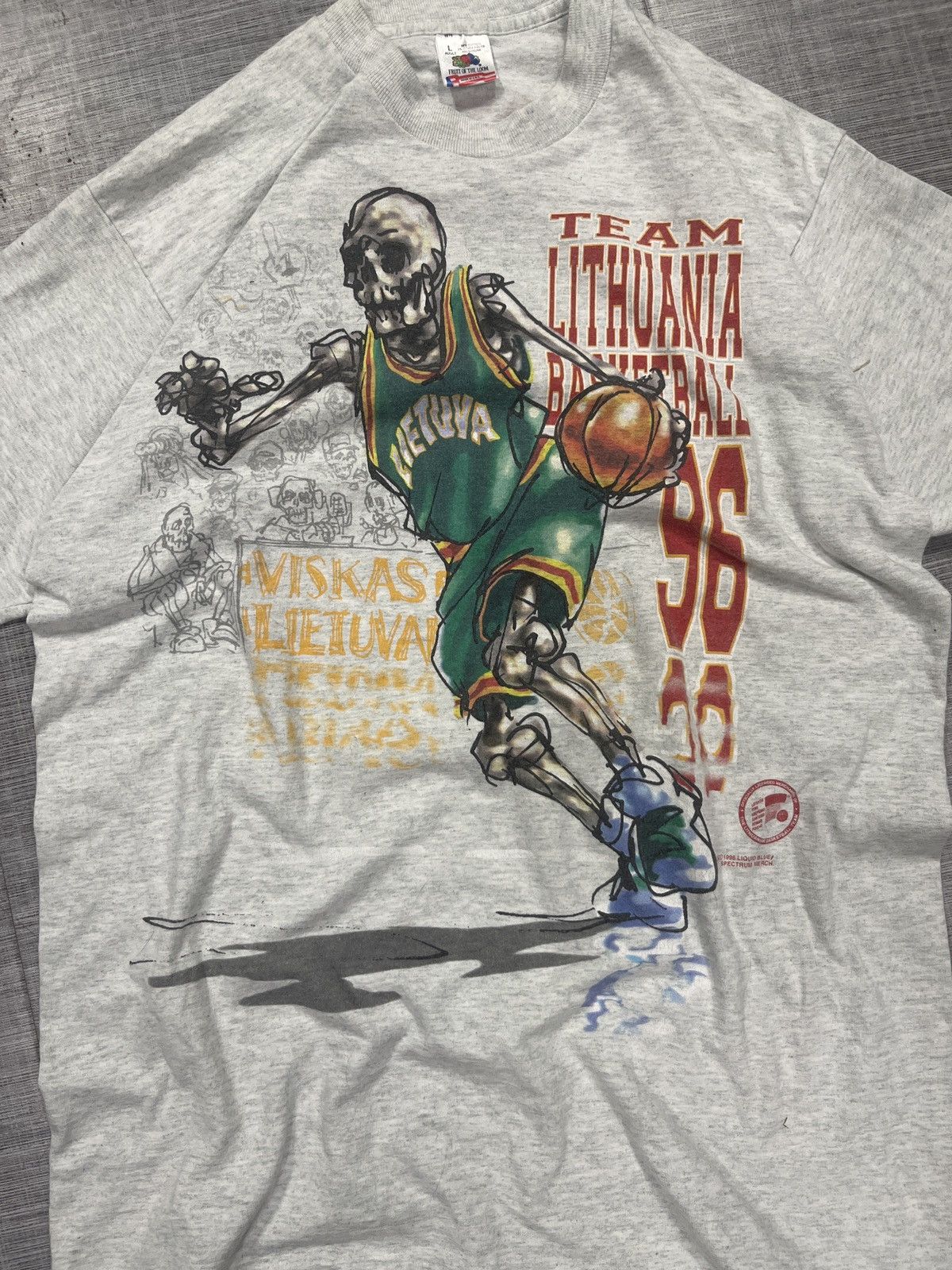 Band Tees × Liquid Blue × Vintage VTG 96 Greatfuldead Lithuania Basketball Team Tee Rare Size US XL / EU 56 / 4 - 2 Thumbnail