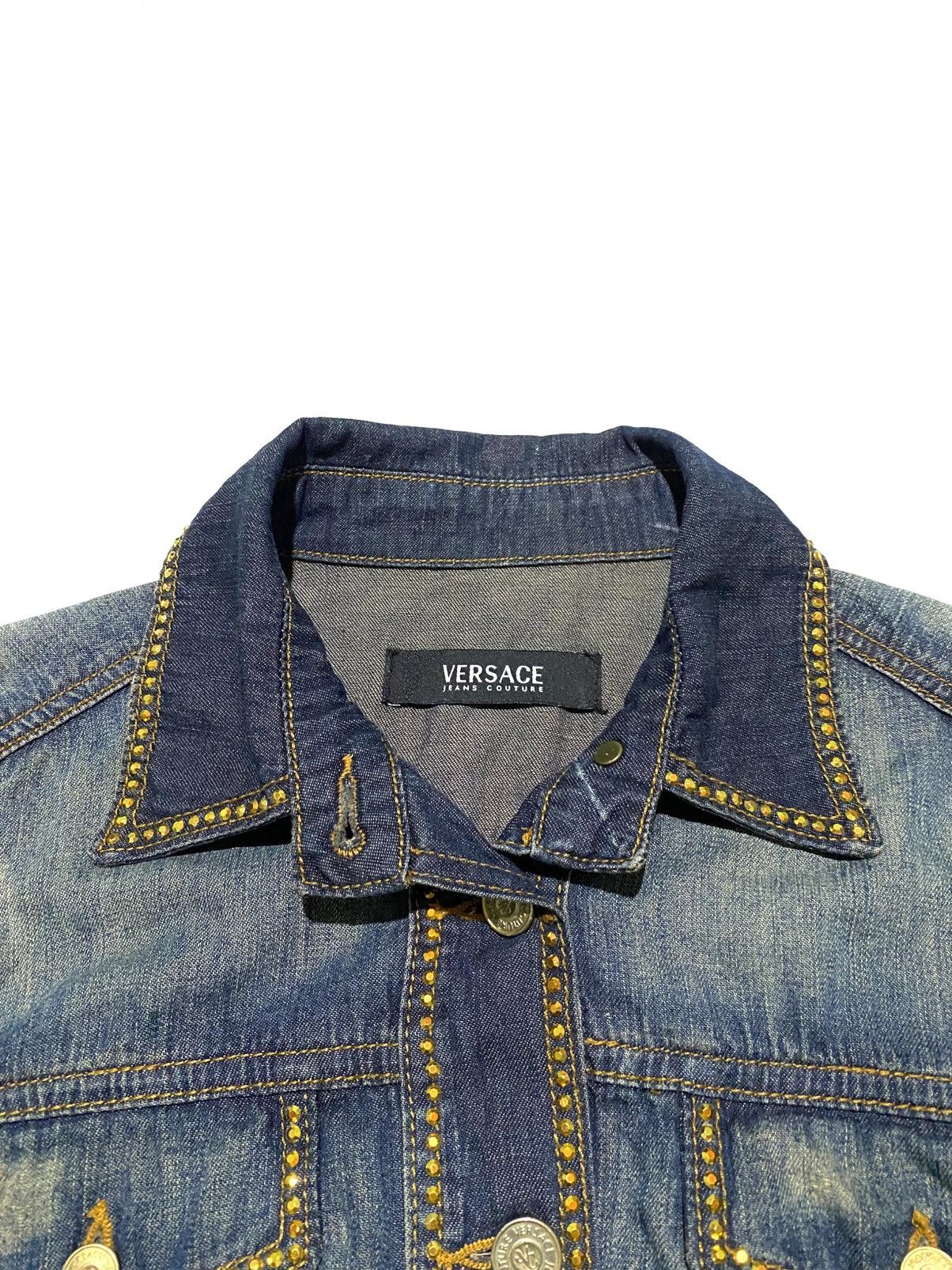 Versace Jeans Couture VERSACE JEAN COUTURE STUDDED DISTRESSED DENIM JACKET Size M / US 6-8 / IT 42-44 - 4 Thumbnail