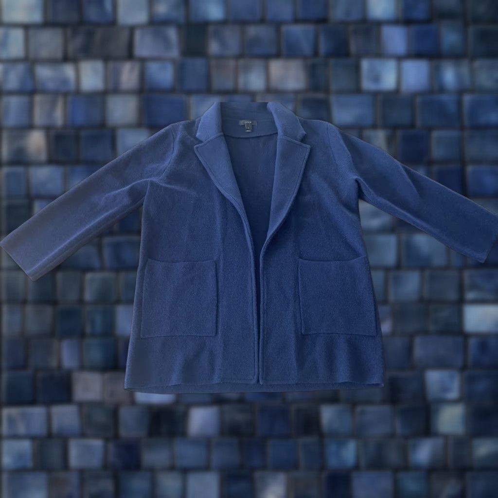 J.Crew VINTAGE J.CREW Merino Wool Knit Cardigan Womens Small Blue Long Sleeve Preppy Sweater Size S / US 4 / IT 40 - 1 Thumbnail