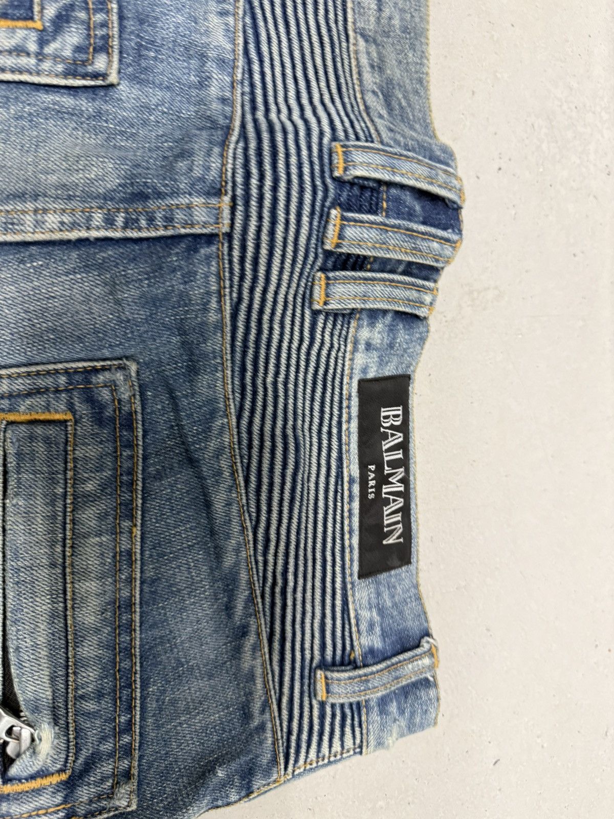 Balmain Balmain Christophe Decarnin washed biker jeans in blue Size US 30 / EU 46 - 11 Thumbnail