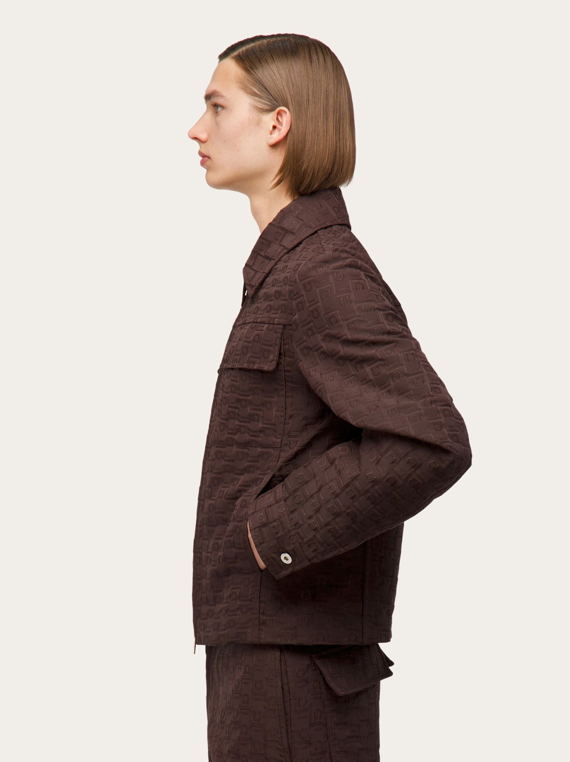 Salvatore Ferragamo o1s1rm0226 Monogram Blouson Jacket in Brown Size US L / EU 52-54 / 3 - 3 Thumbnail