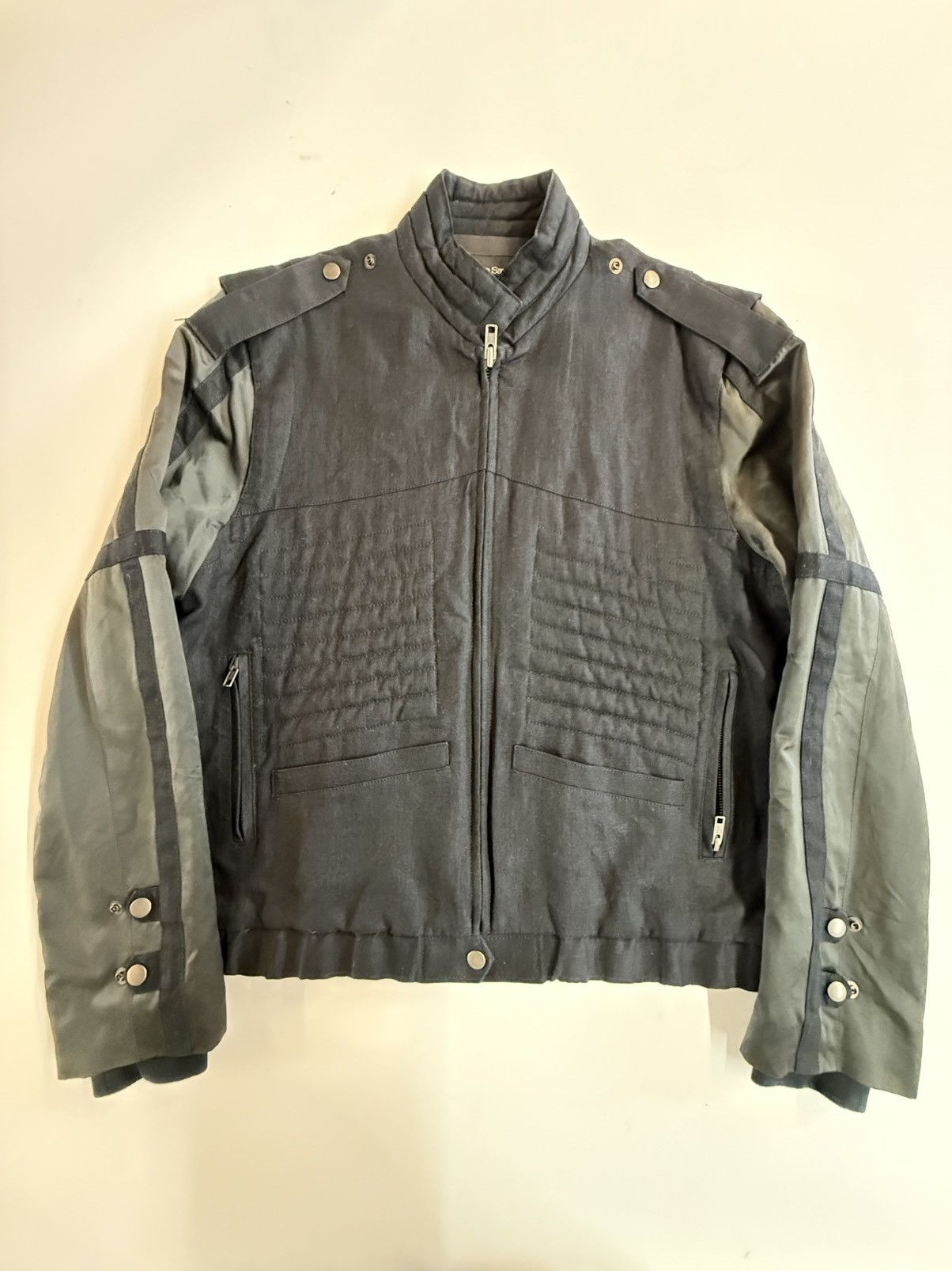Japanese Brand Hiro Sawatari Linen Moto Bomber Jacket — Made in Japan Size US L / EU 52-54 / 3 - 12 Thumbnail