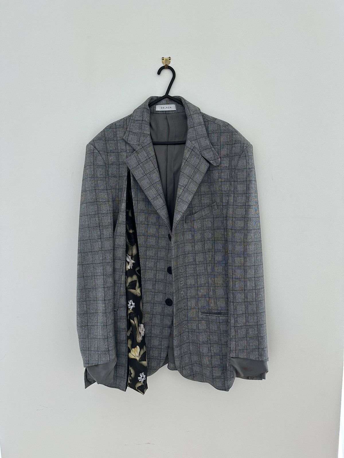 DELADA Delada Grey check split front wool Blazer Size 48R - 1 Thumbnail