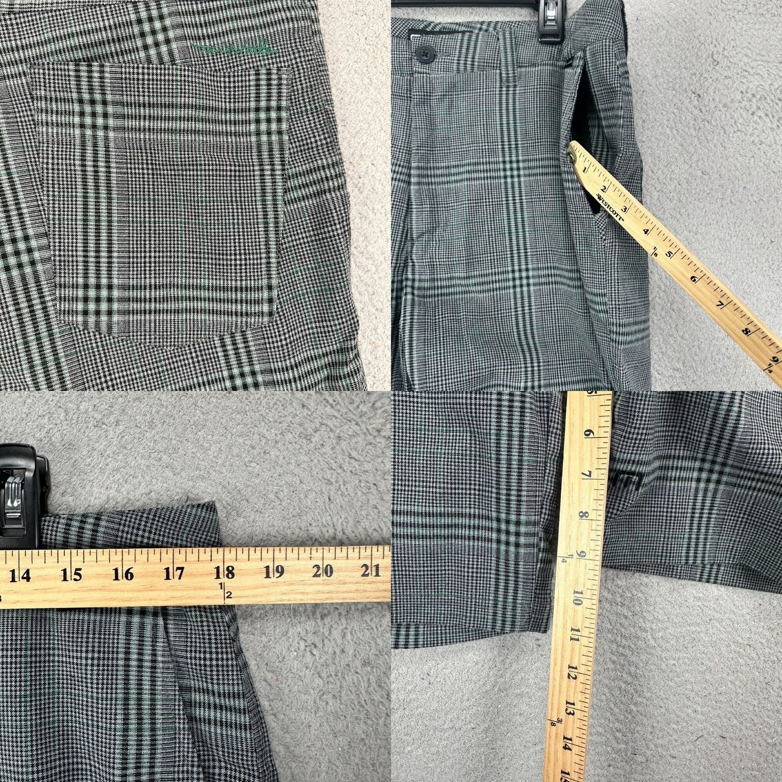 TravisMathew Travis Mathew Golf Shorts Mens 34 Black Green Plaid Chino Flat Front Stretch Size US 34 / EU 50 - 8 Thumbnail