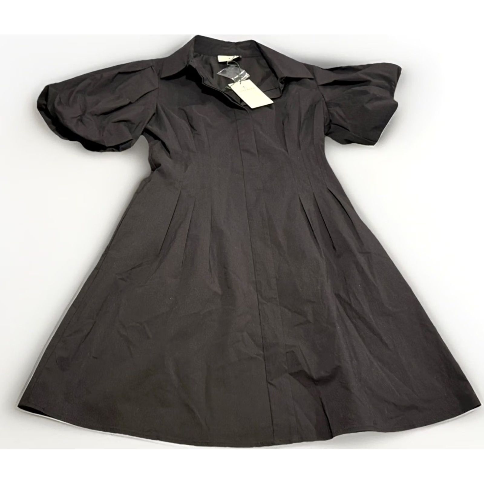 Vintage Tuckernuck Delaney Black Shirt Dress Womens XS Mini Puff Sleeve NWT Size XS / US 0-2 / IT 36-38 - 2 Thumbnail
