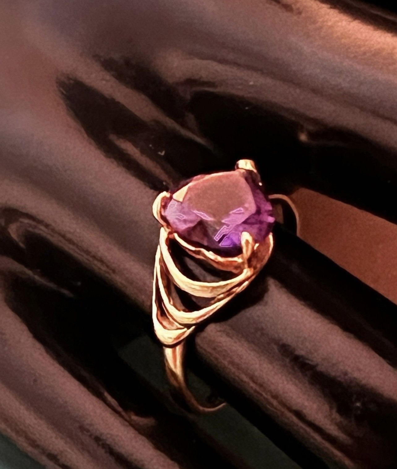 14K Gold Amethyst Heart Ring