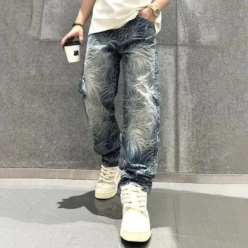 Japanese Brand Graphic Jeans Straight Leg Baggy Denim Outwear Loosen Fit Size US 32 / EU 48 - 4 Thumbnail