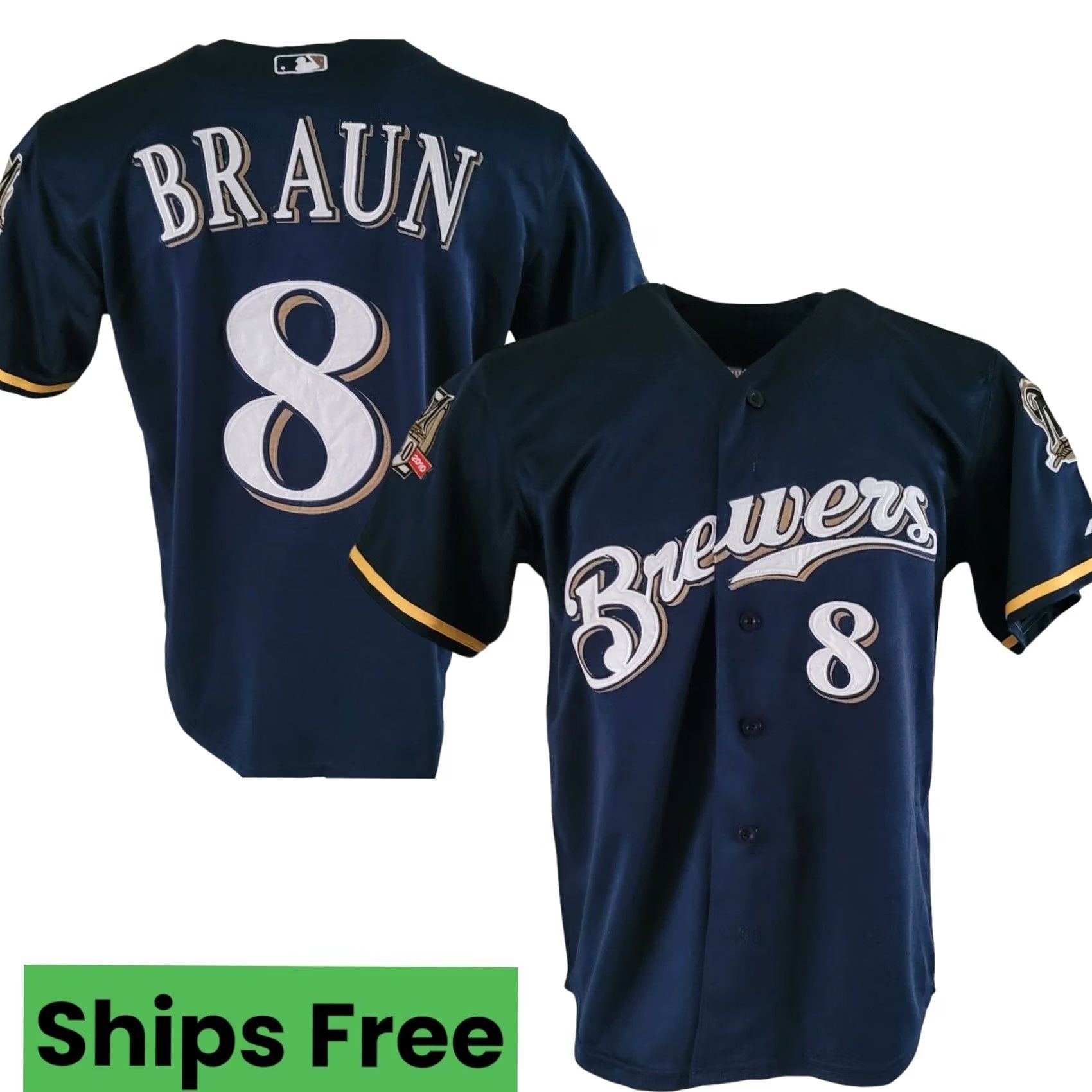 Vintage VINTAGE Ryan Braun #8 Milwaukee Brewers Majestic Navy T-Shirt M Mens 40th Anniversary 8 Size US M / EU 48-50 / 2 - 2 Thumbnail