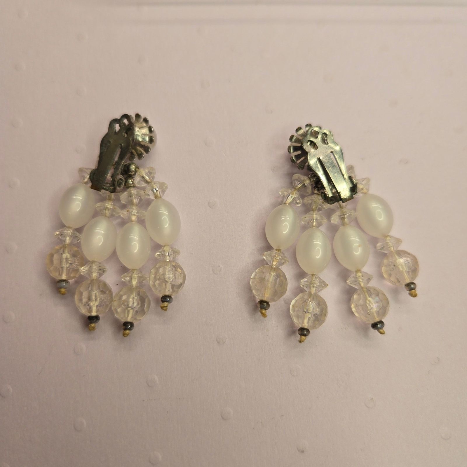 Vintage Vintage MCM Clear Crystal Beaded Chandelier Dangle Earrings Size ONE SIZE - 8 Thumbnail