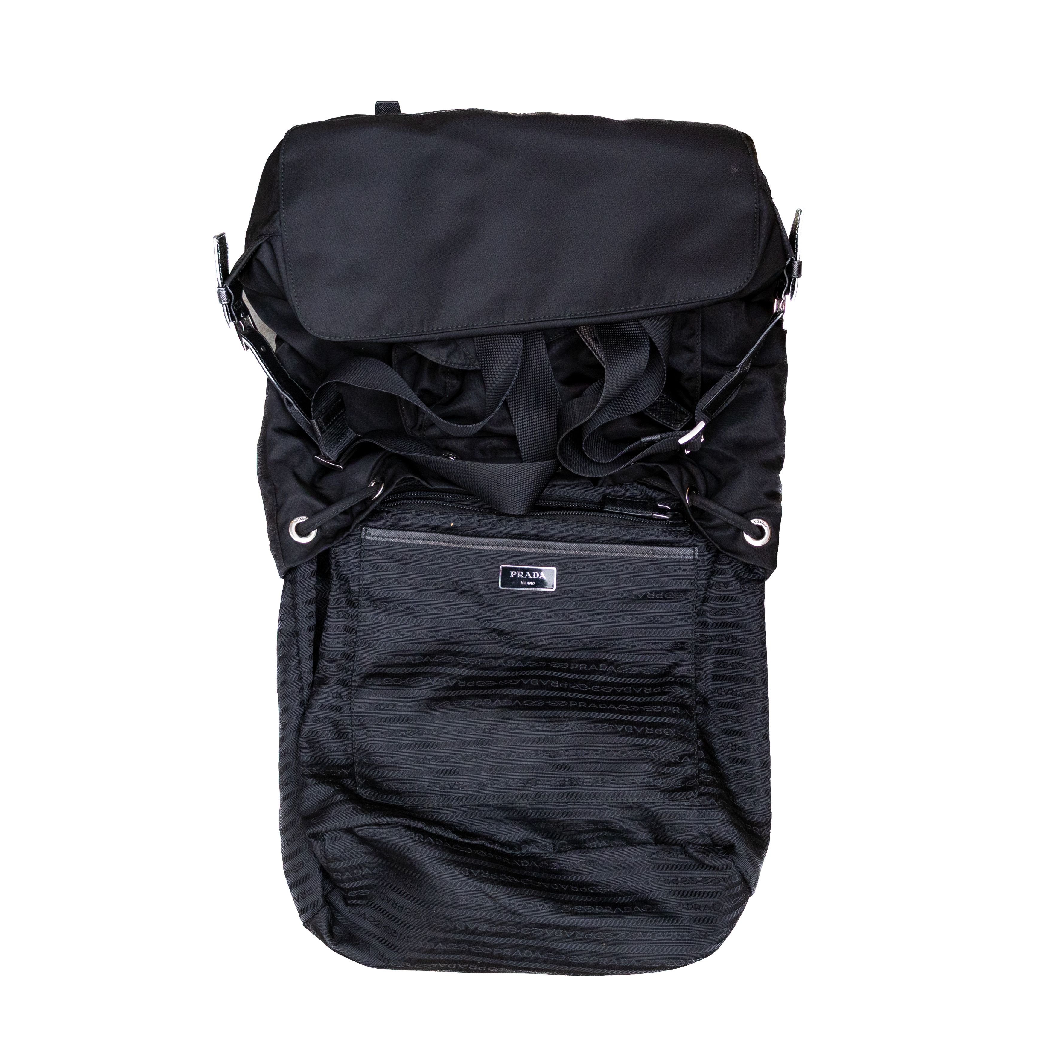 Prada Prada Tessuto Nylon Saffiano Small Backpack Black Size ONE SIZE - 7 Thumbnail