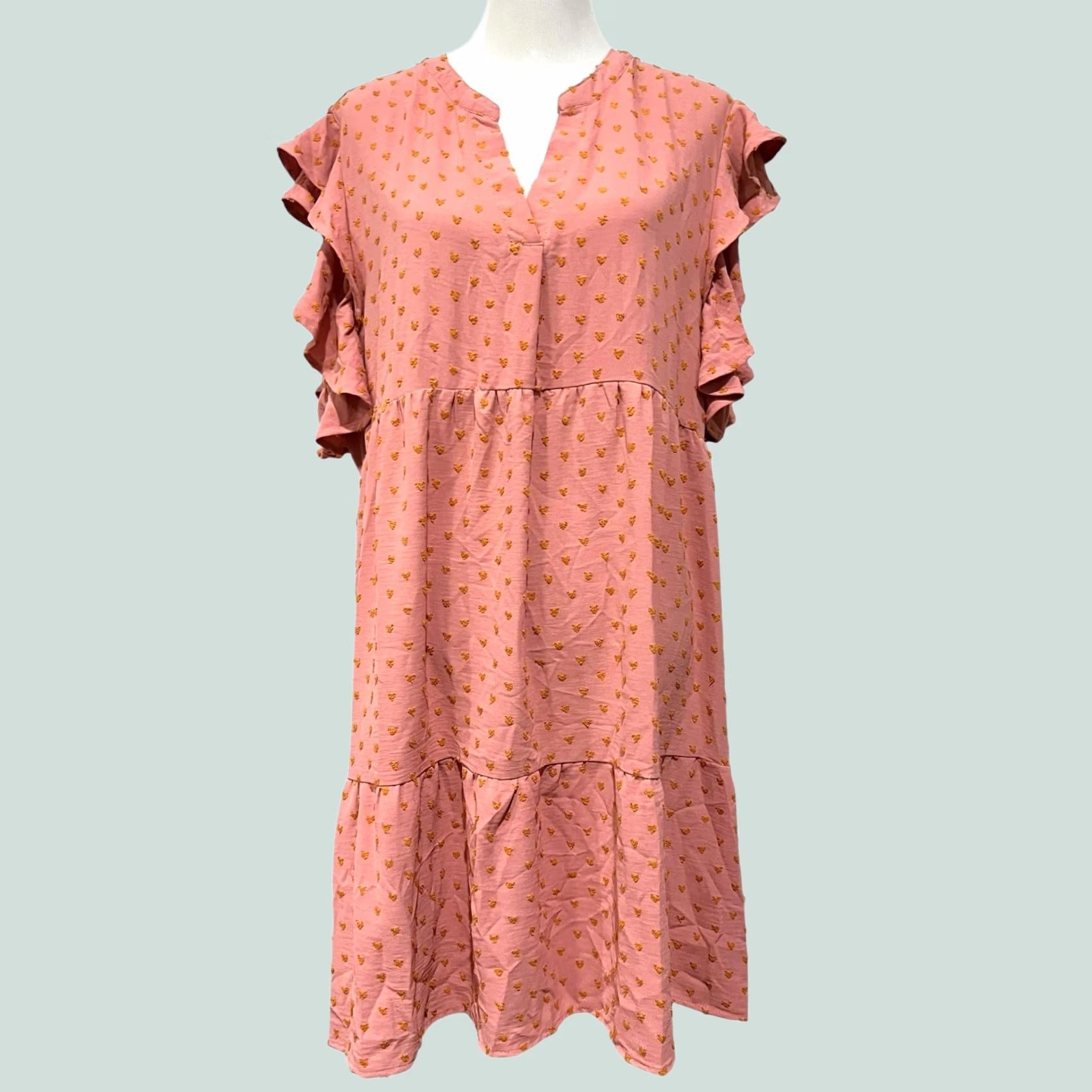 Pinko VINTAGE Umgee Dress Flutter Sleeve Mini Pink Orange Embroidered 2XL Women’s Bohemian Romantic Short Sleeve Party/Cocktail Casual Size XXL / US 16-18 / IT 52-54 - 1 Thumbnail