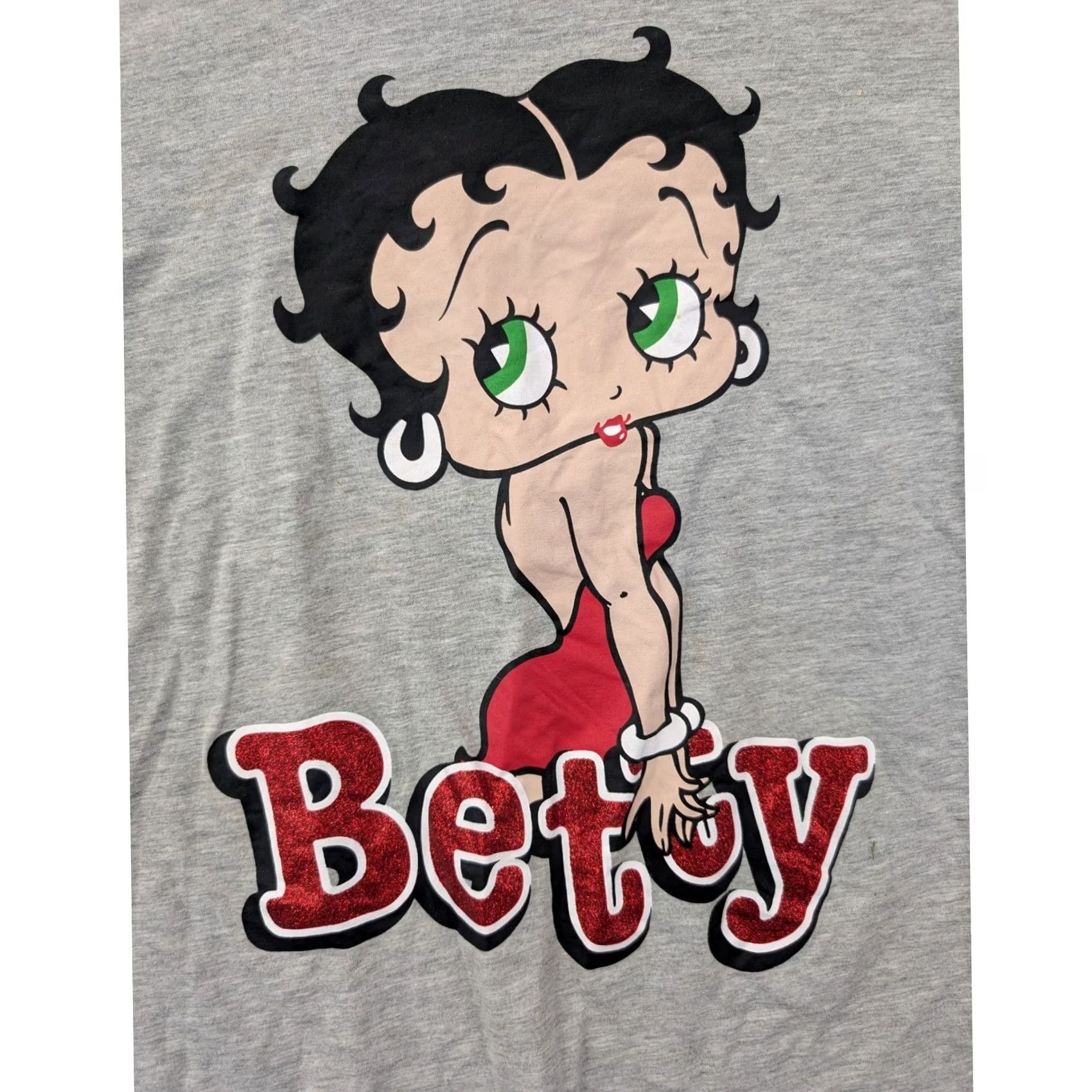 Vintage Betty Boop Gray Graphic T-Shirt S/CH Short Sleeve Cutout Back Casual Top Size XS / US 0-2 / IT 36-38 - 2 Thumbnail