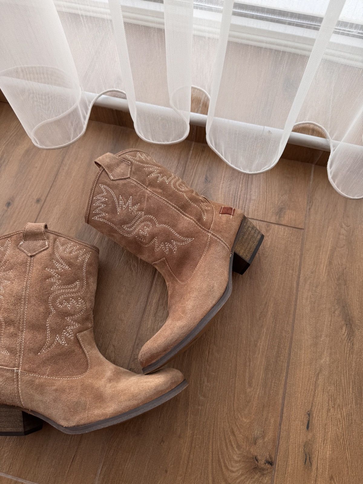 Cowboy Equipment × Vintage Vintage Mohino Faux Leather Suede Embroidered W’Cowboy Boots Size US 8 / IT 38 - 2 Thumbnail